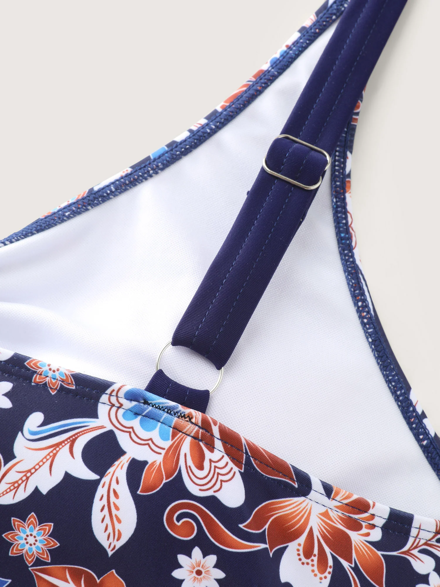 Floral Print Neck-Ribbon Swim Top - Image 5