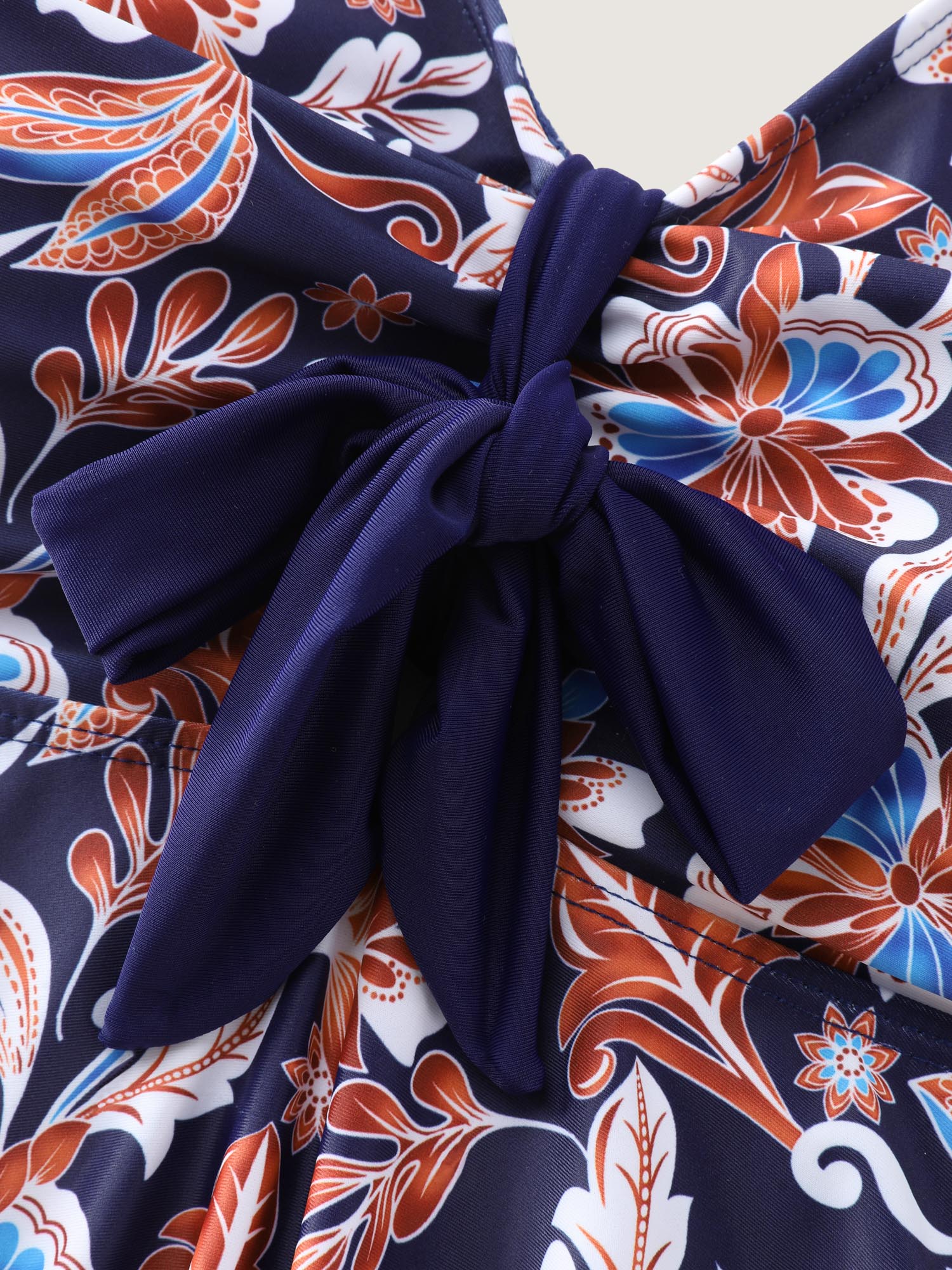 Floral Print Neck-Ribbon Swim Top - Image 6