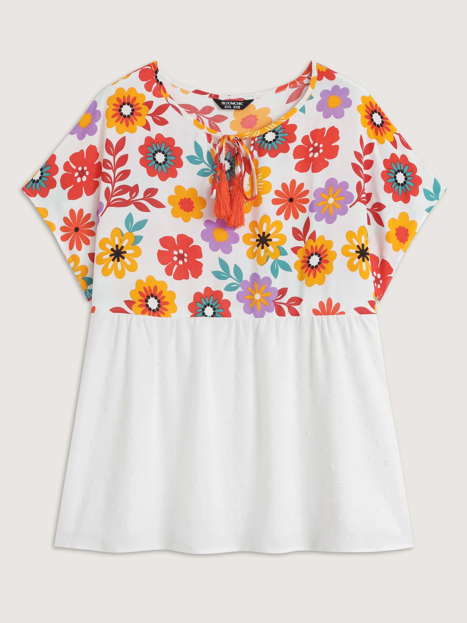 Floral Print Neck-Tie Babydoll Top - Image 8
