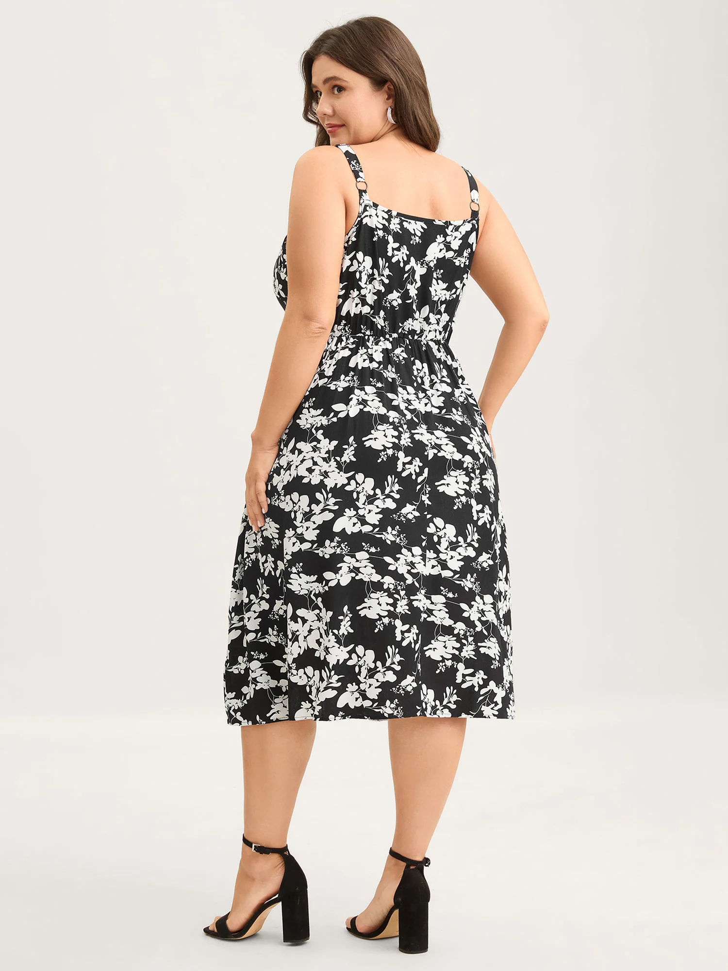 Floral Print Neck Tie Midi Dress - Image 4