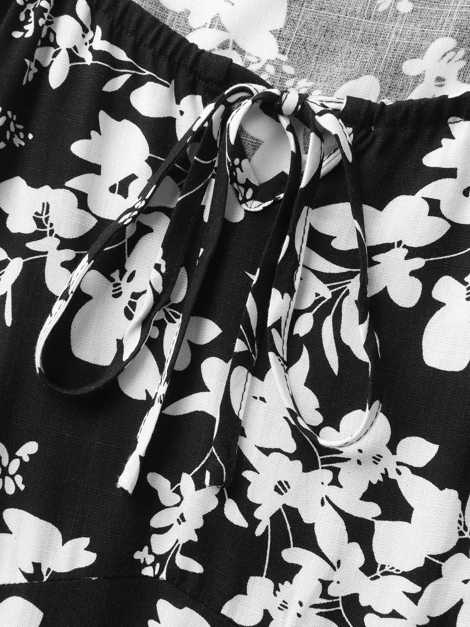 Floral Print Neck Tie Midi Dress - Image 5