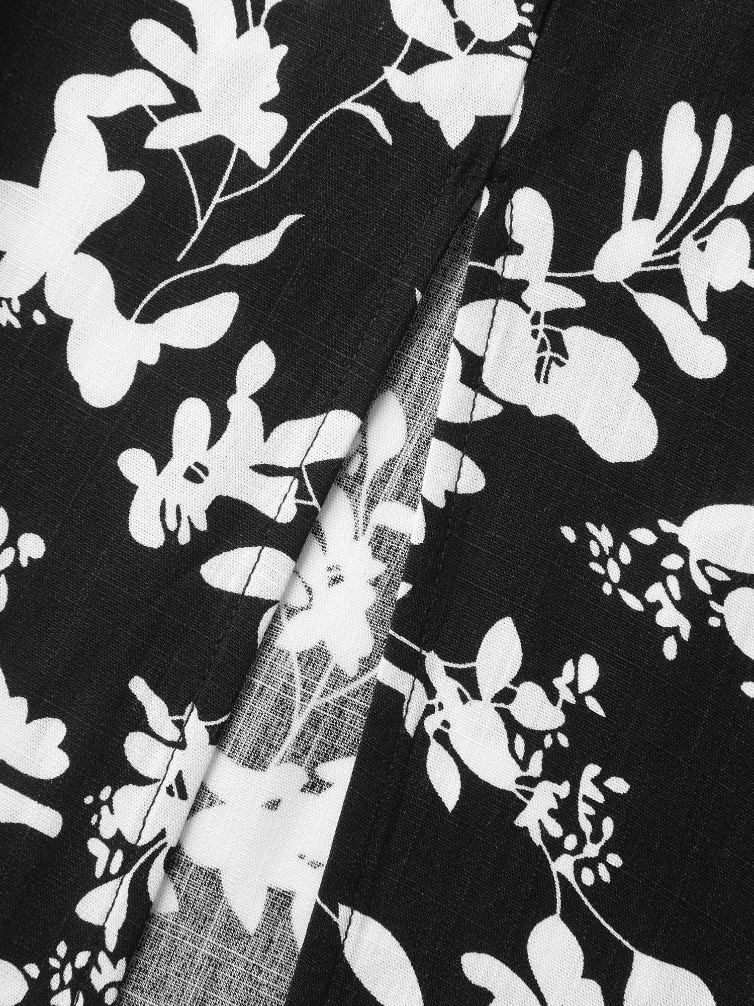 Floral Print Neck Tie Midi Dress - Image 6