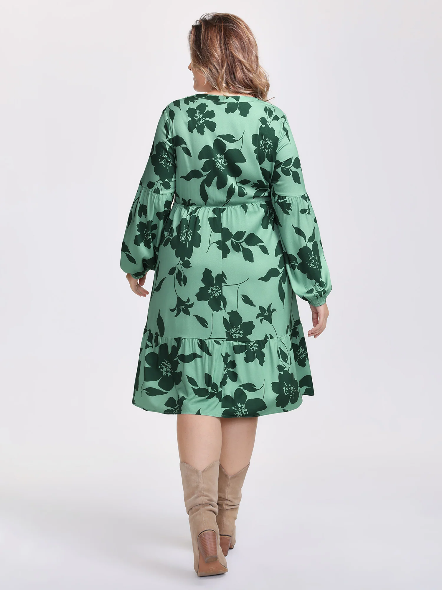 Floral Print Neck-Tie Tiered Midi Dress - Image 5