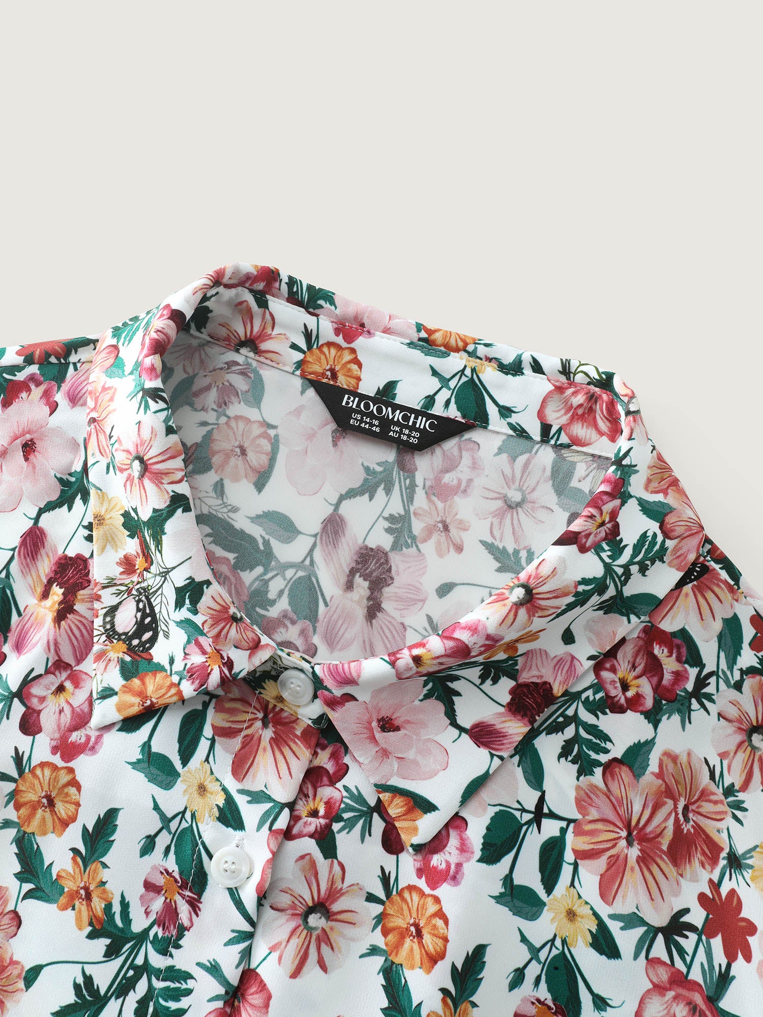 Floral Print Neckline Button-Down Blouse - Image 6