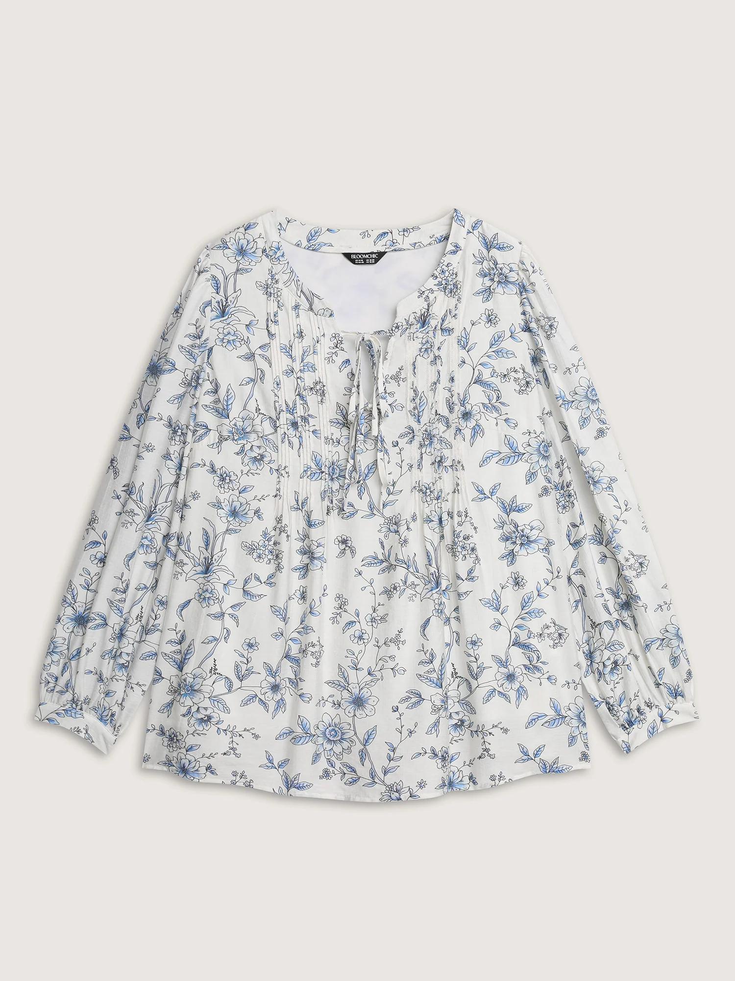 Floral Print Neckline Tie Blouse - Image 7