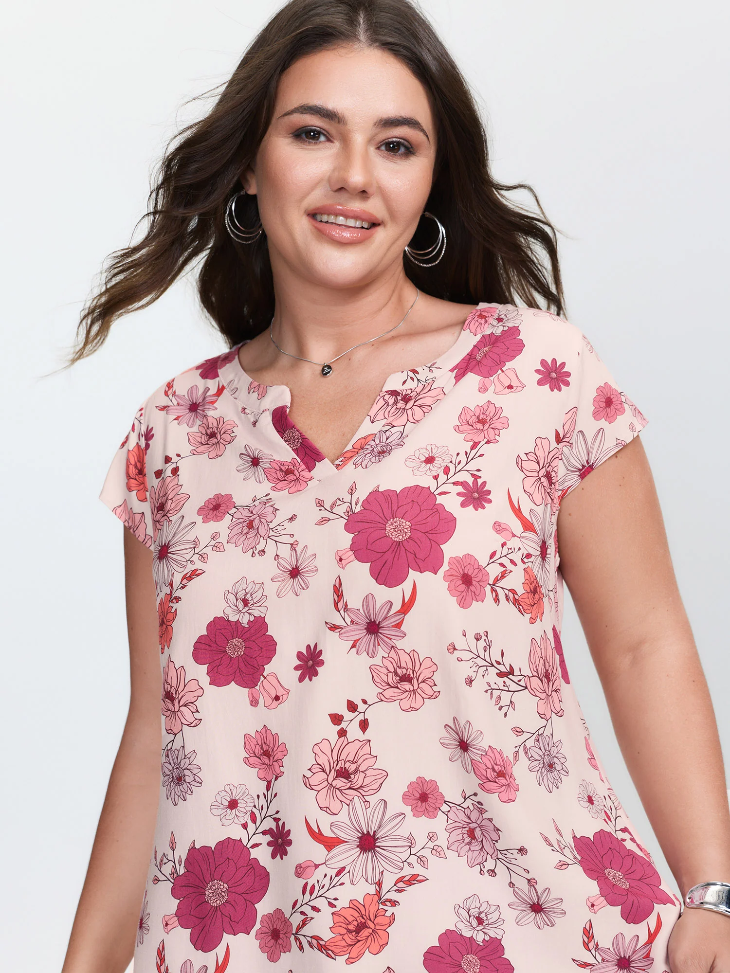 Floral Print Notched Collar Blouse - Image 3