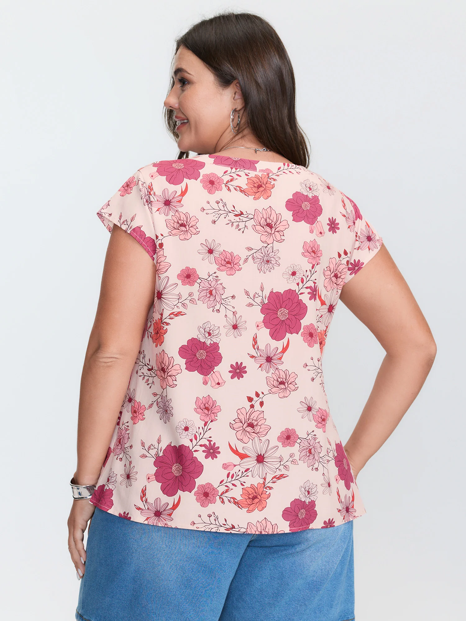 Floral Print Notched Collar Blouse - Image 4