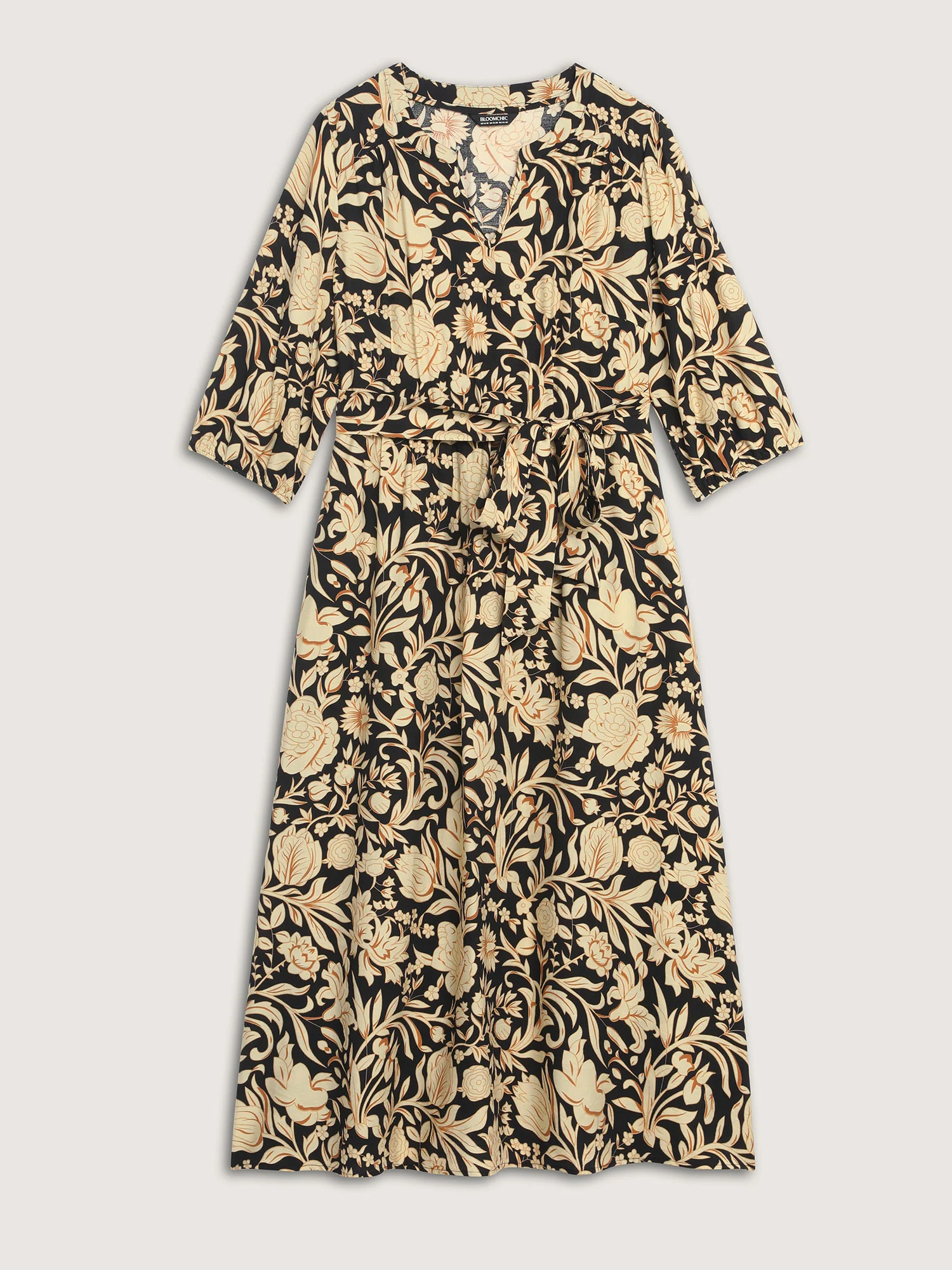 Floral Print Notched Collar Maxi Dress - Image 7