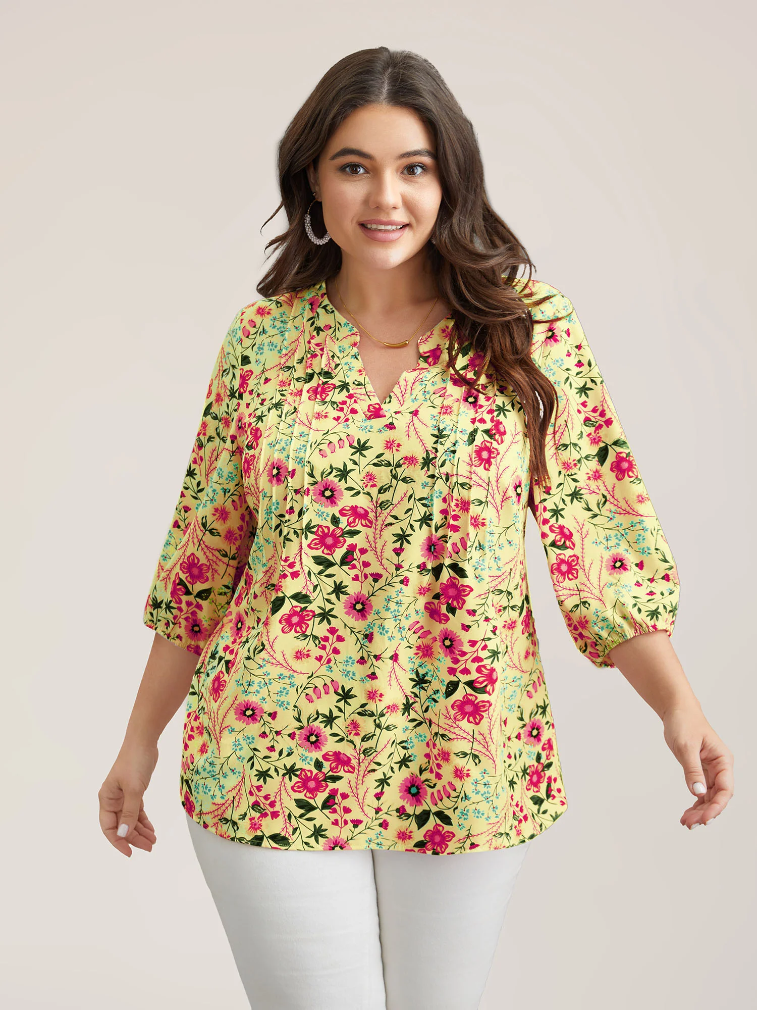 Floral Print Notched Collar Shirt - Image 12