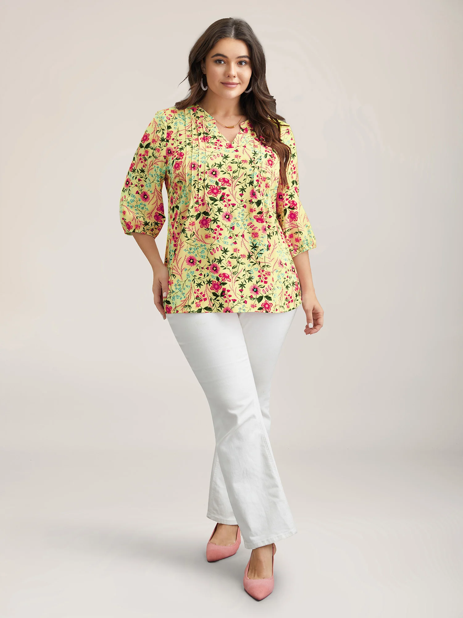 Floral Print Notched Collar Shirt - Image 13