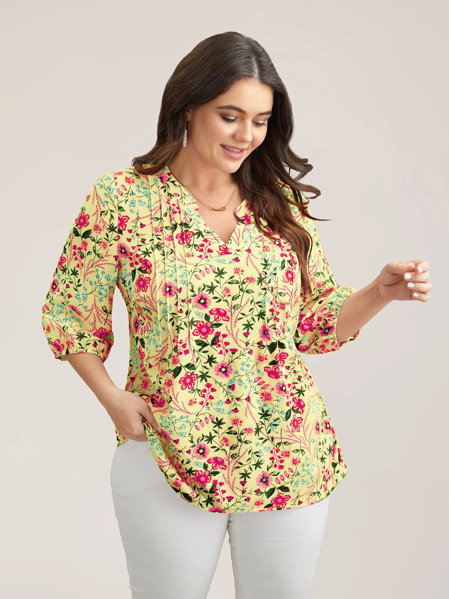 Floral Print Notched Collar Shirt - Image 14
