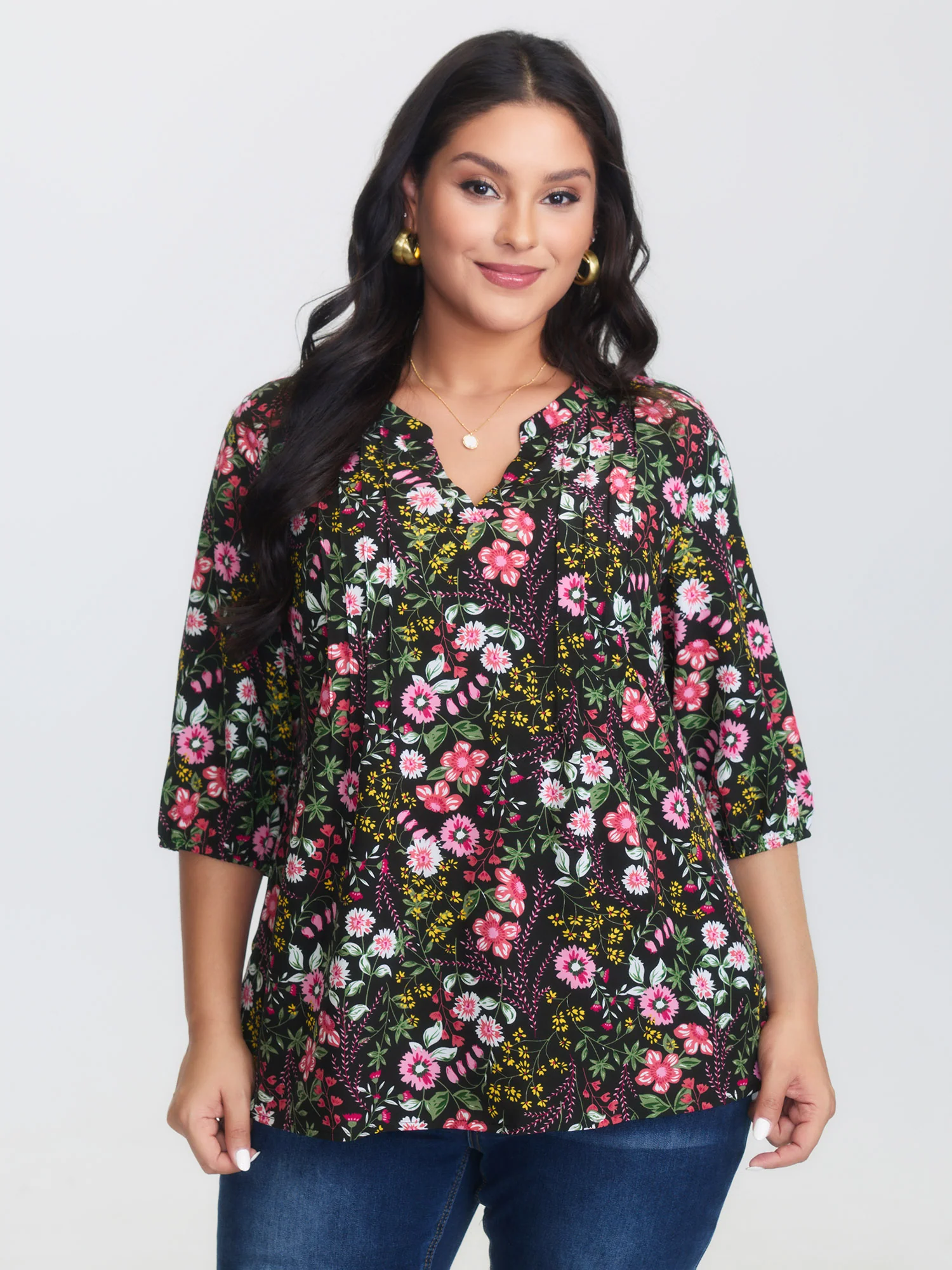 Floral Print Notched Collar Shirt - Image 2