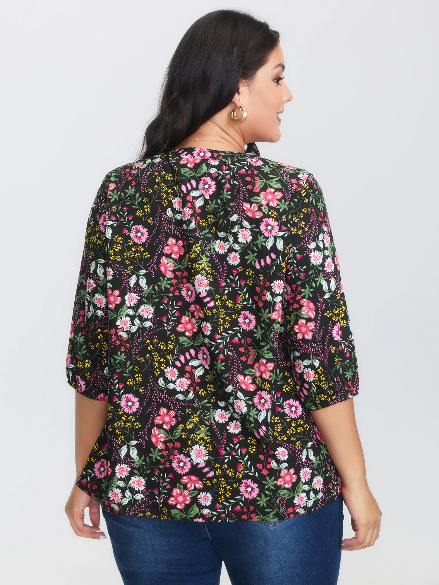 Floral Print Notched Collar Shirt - Image 4