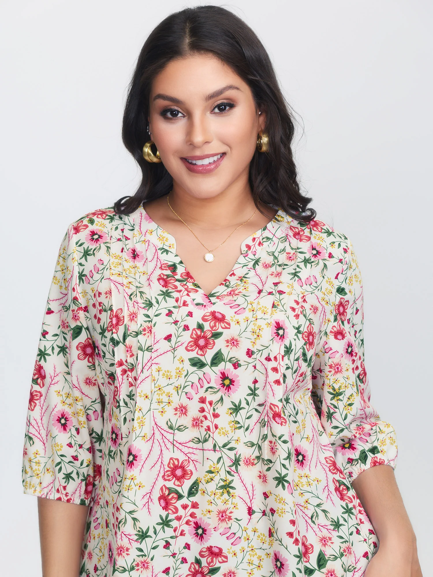 Floral Print Notched Collar Shirt - Image 5