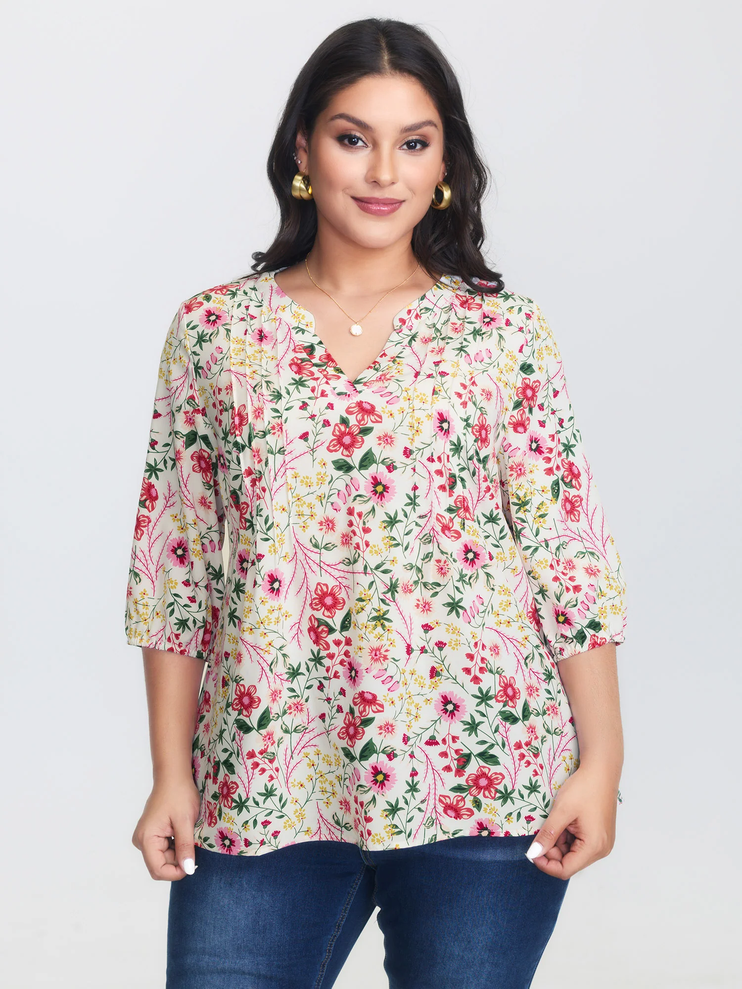 Floral Print Notched Collar Shirt - Image 6