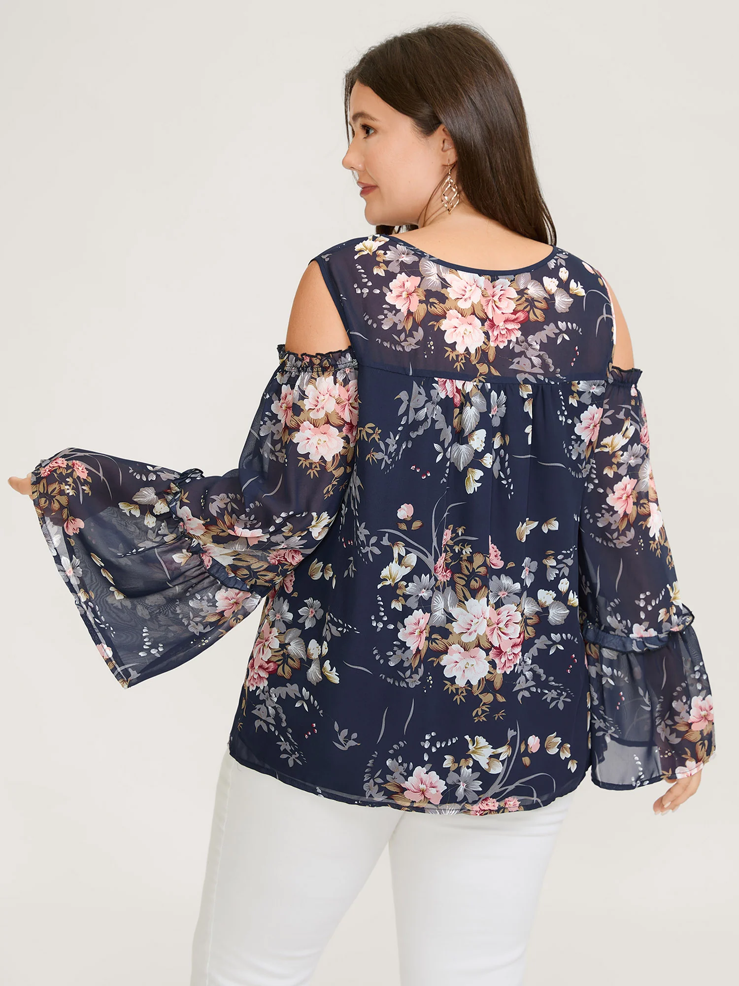 Floral Print Off-Shoulder Lace Blouse - Image 4