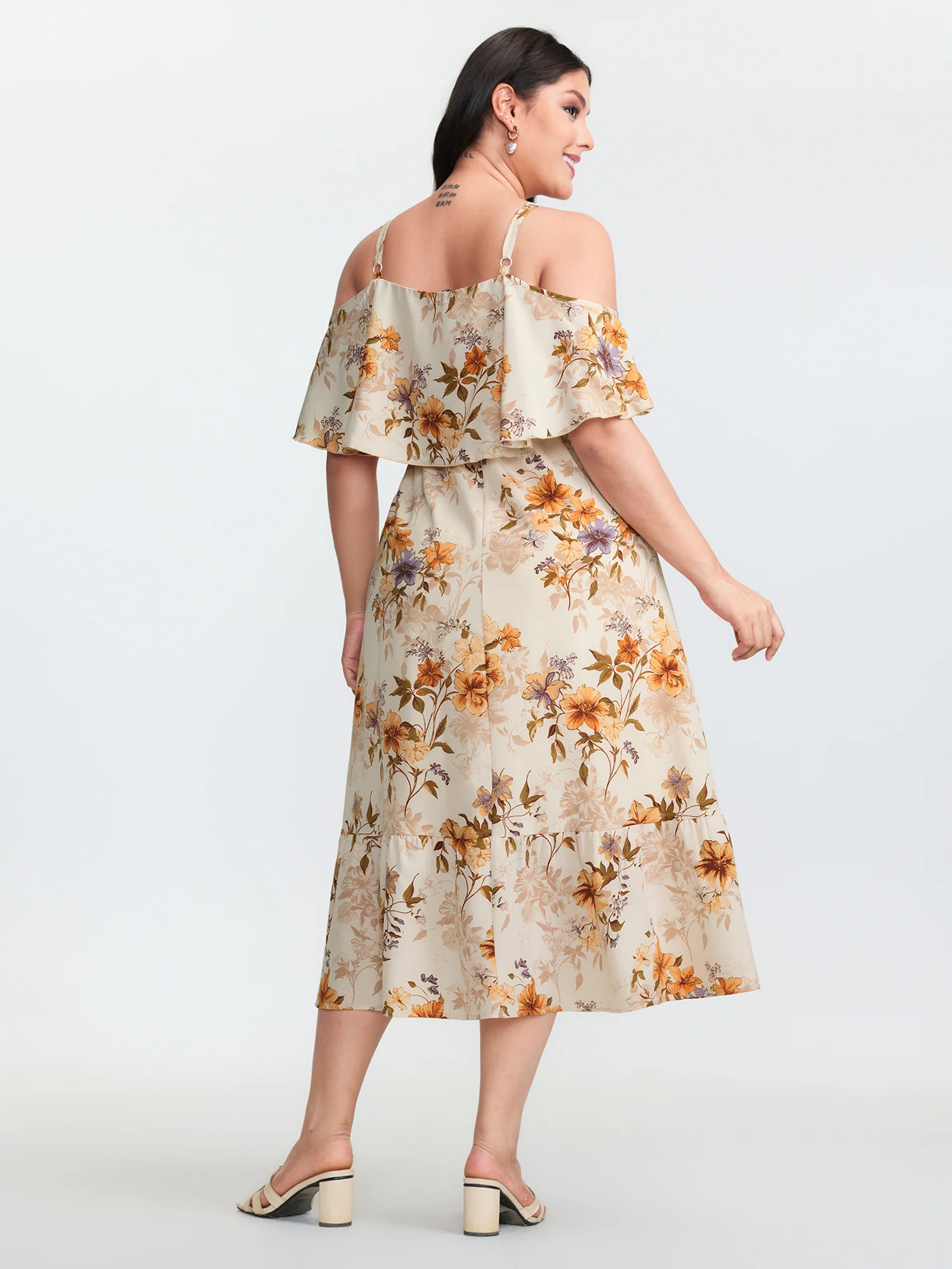 Floral Print Off-Shoulder Midi Dress - Image 4