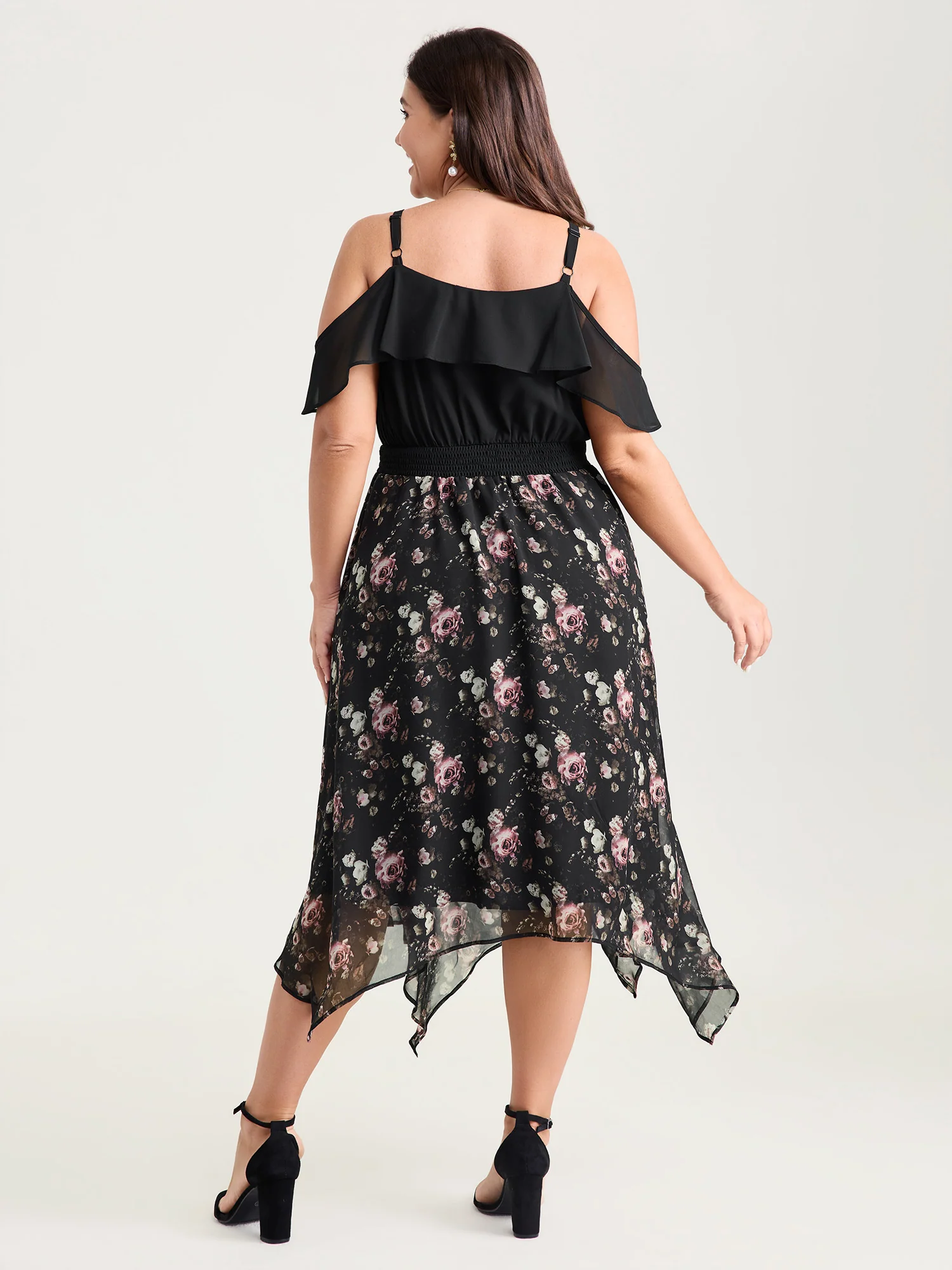 Floral Print Off-Shoulder Ruffled Midi Dress - Image 4