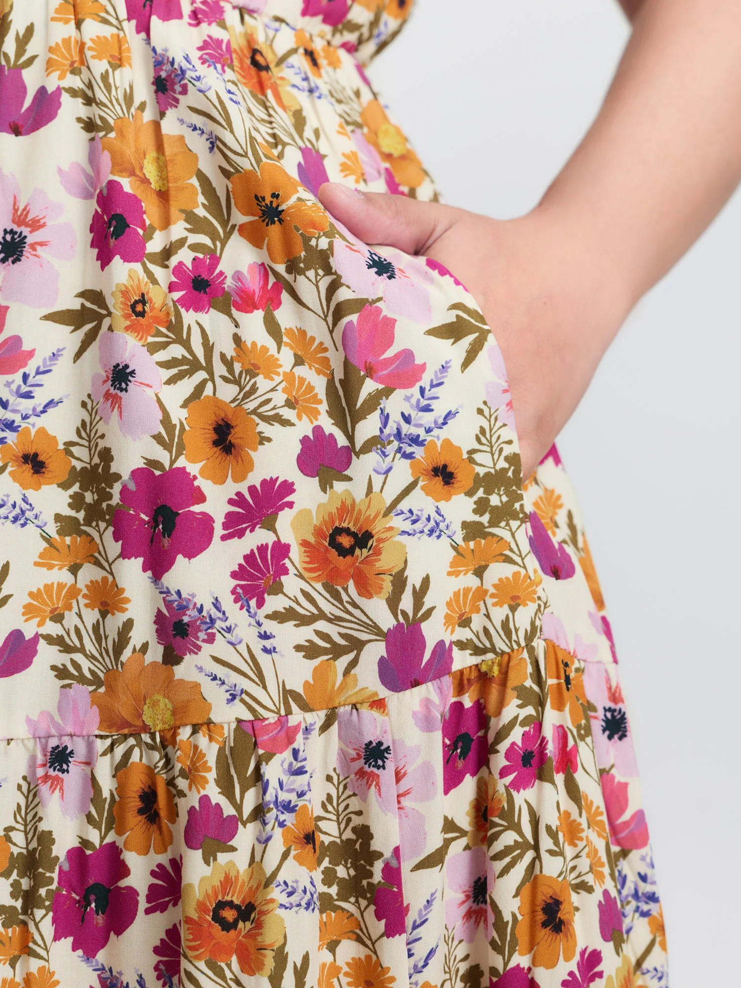Floral Print Off-Shoulder Stretchy Waist Maxi Dress - Image 3
