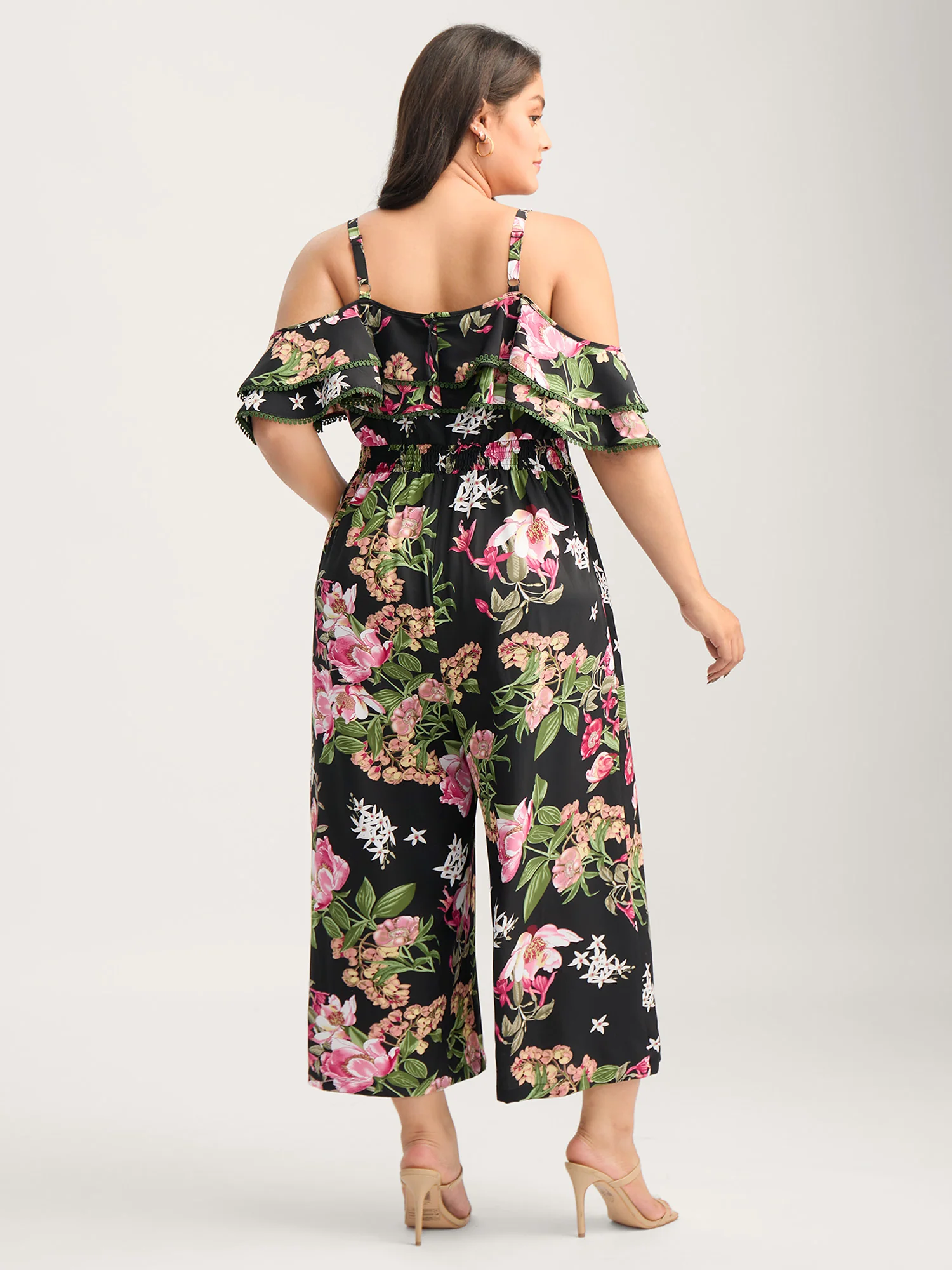 Floral Print Off-Shoulder Wide-Leg Jumpsuit - Image 4