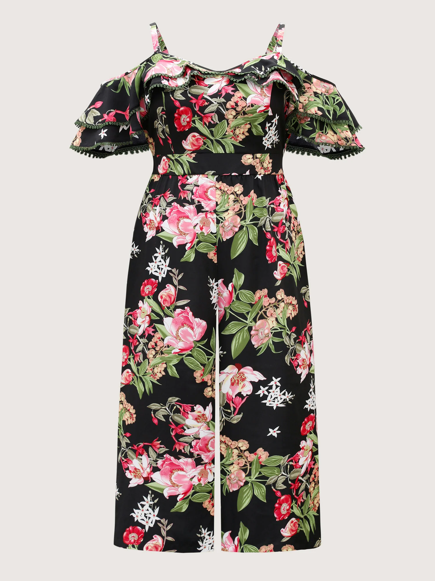 Floral Print Off-Shoulder Wide-Leg Jumpsuit - Image 5