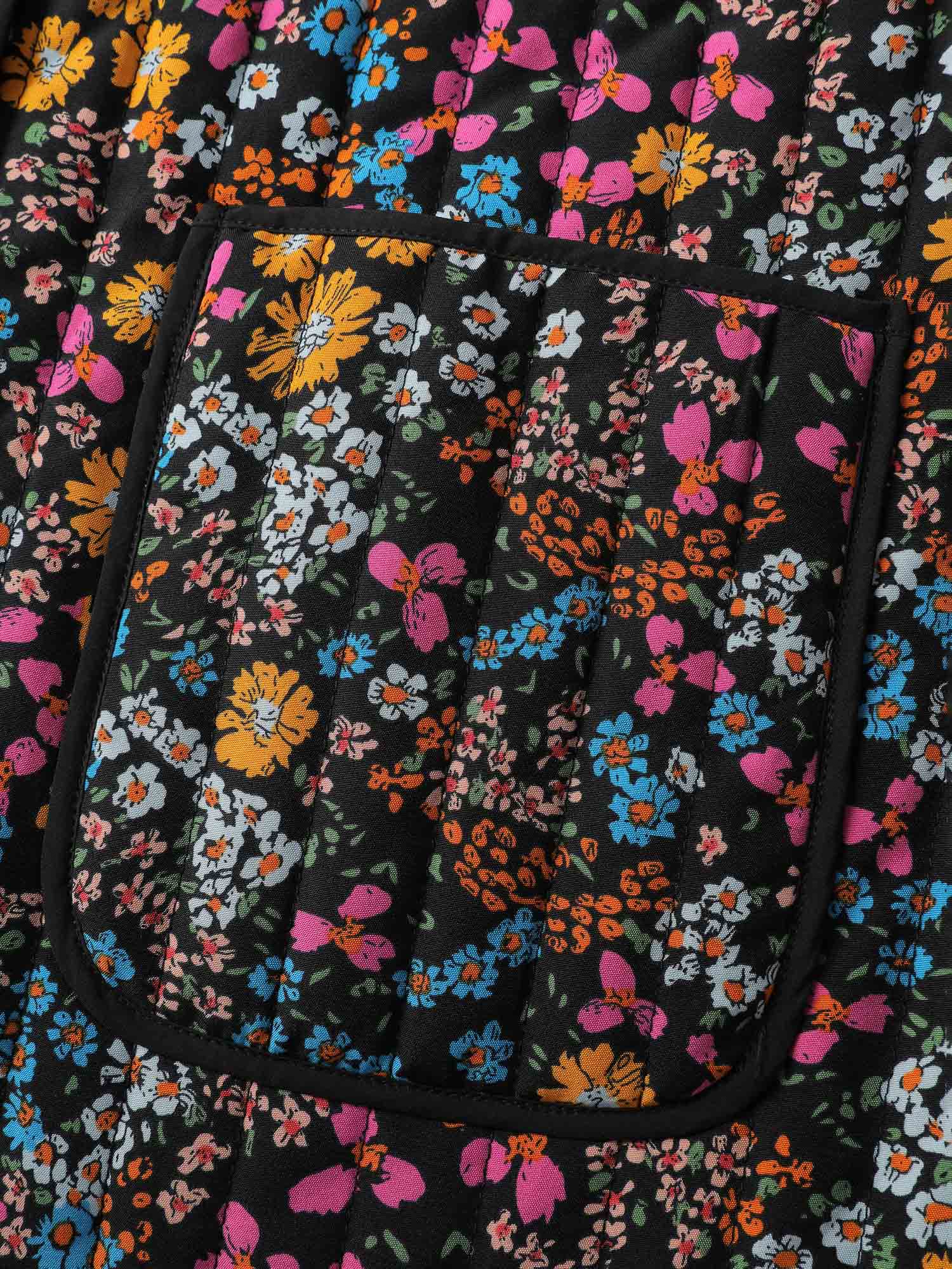Floral Print Pocket Quilted Jacket - Image 7