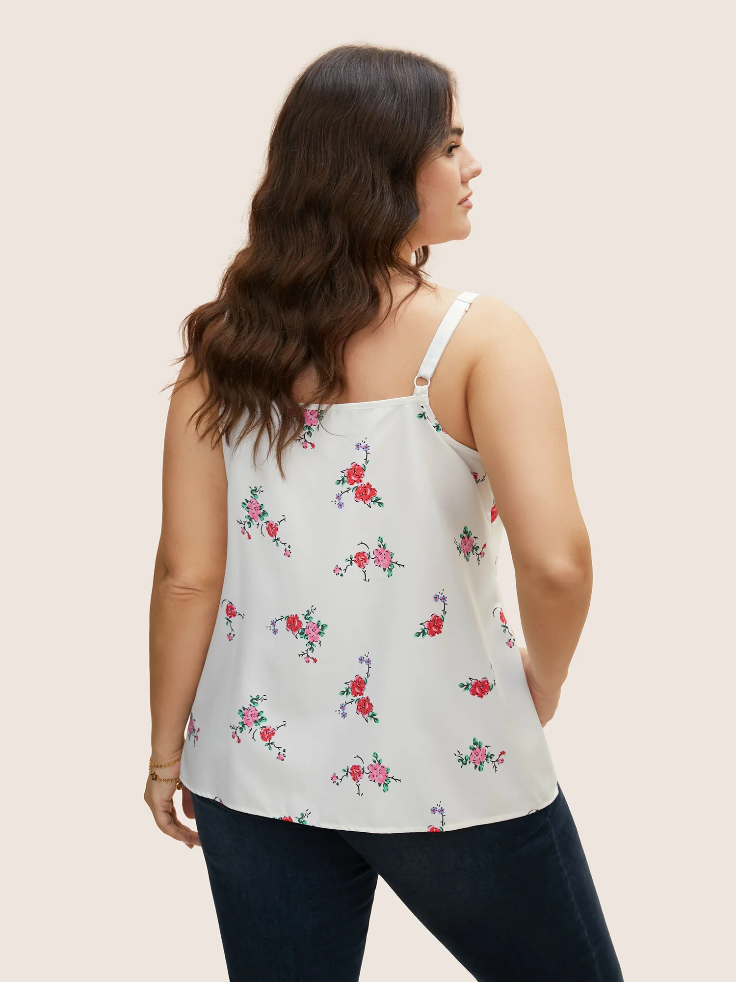 Floral Print Patchwork Cut Out Cami Top - Image 3