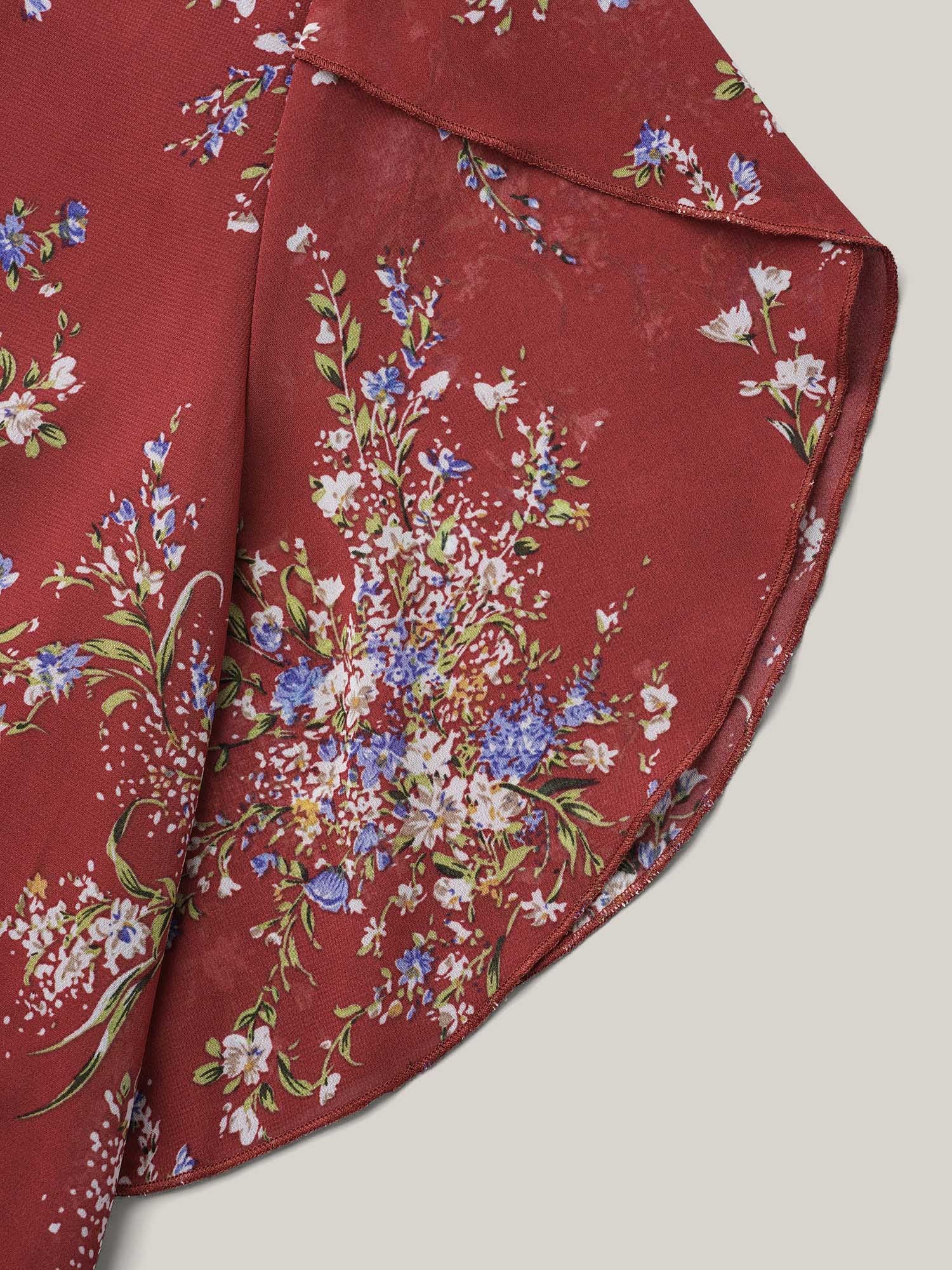 Floral Print Petal Sleeve Layered Blouse - Image 8