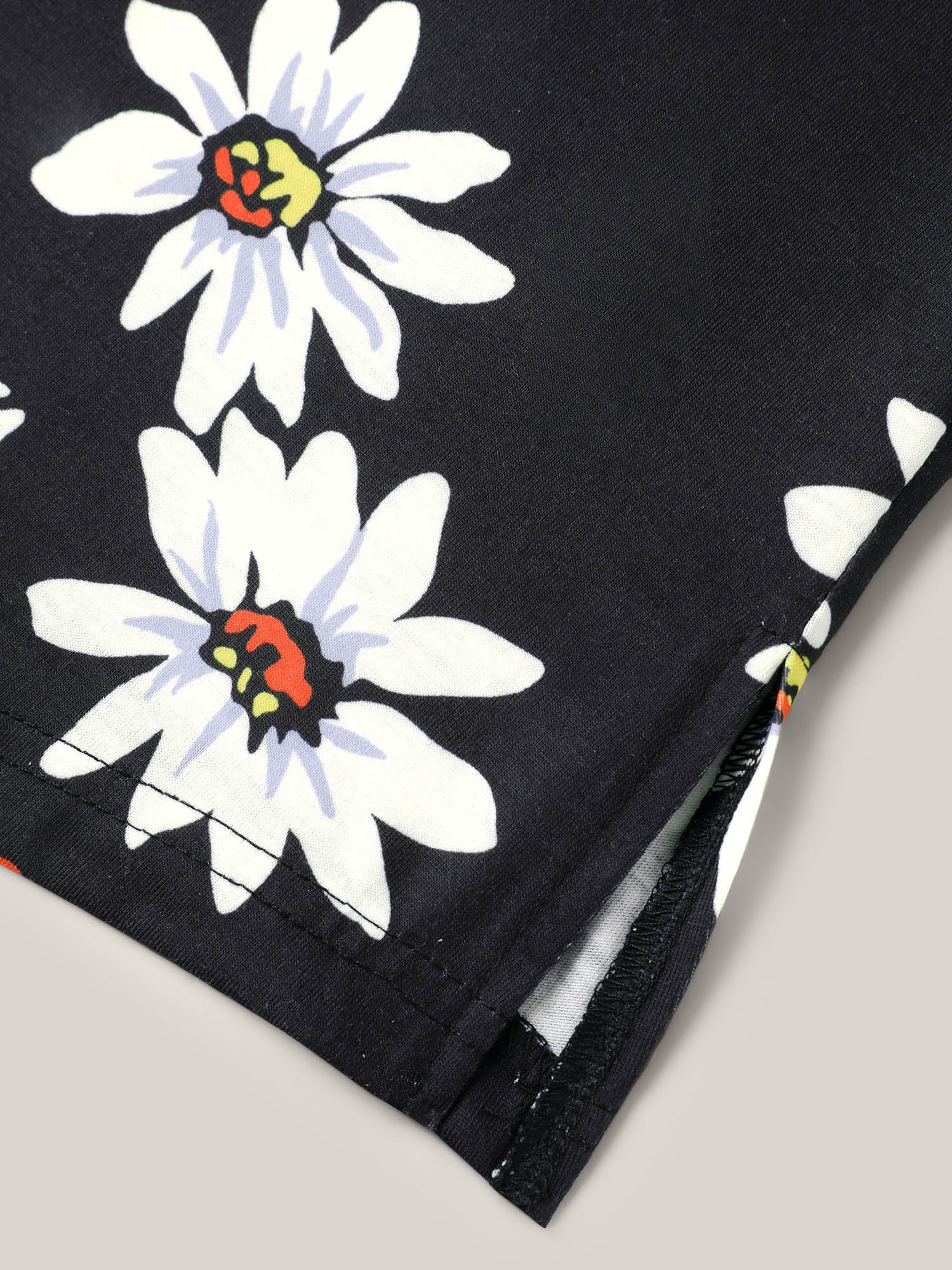 Floral Print Petal Sleeve Plain Knit Top - Image 5