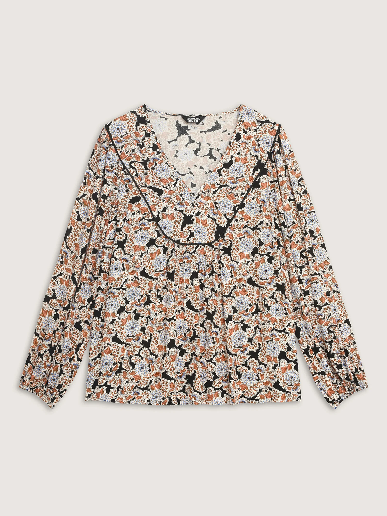 Floral Print Pleated Flowy Blouse - Image 7