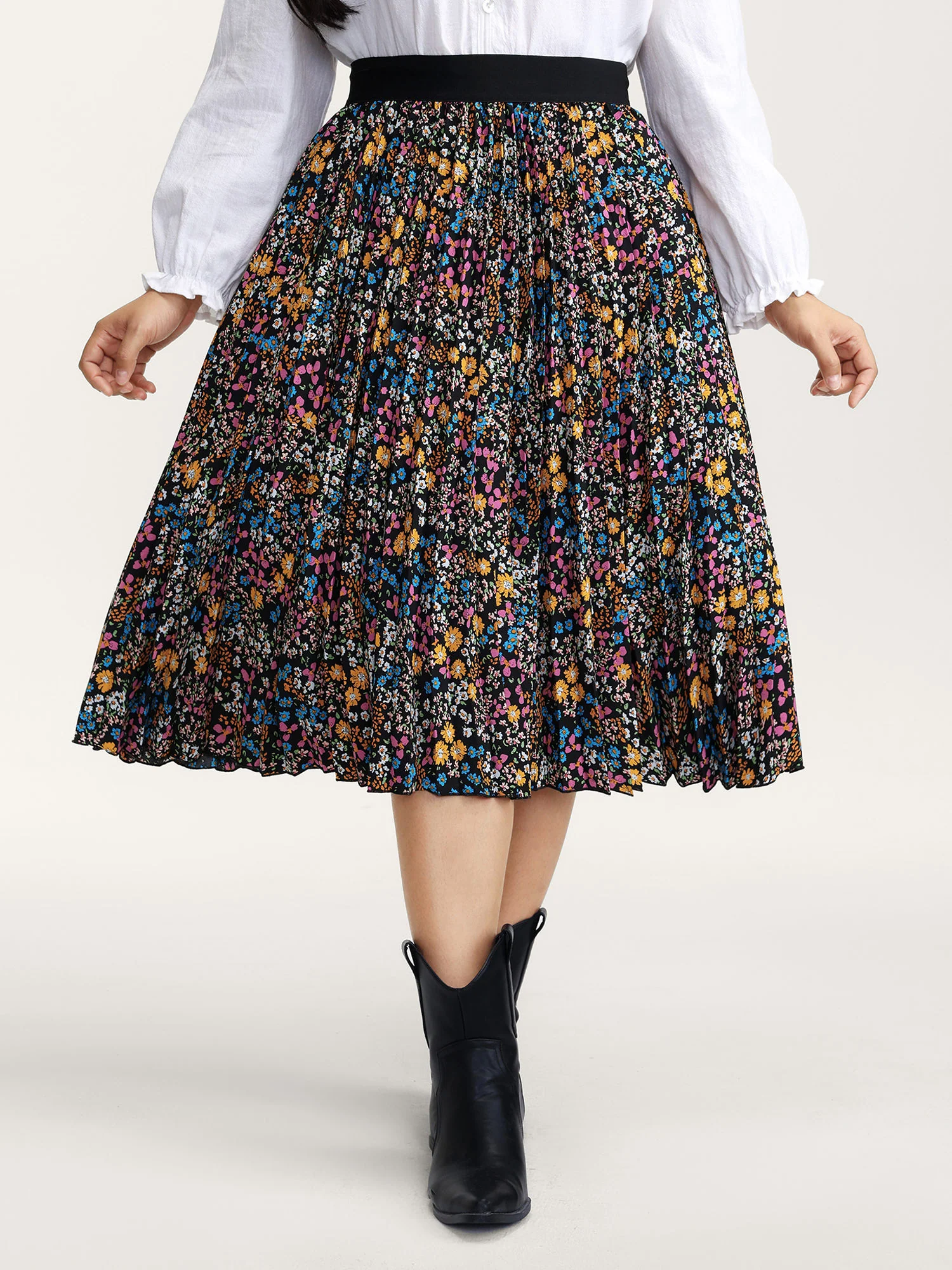 Floral Print Pleated Maxi Skirt - Image 2