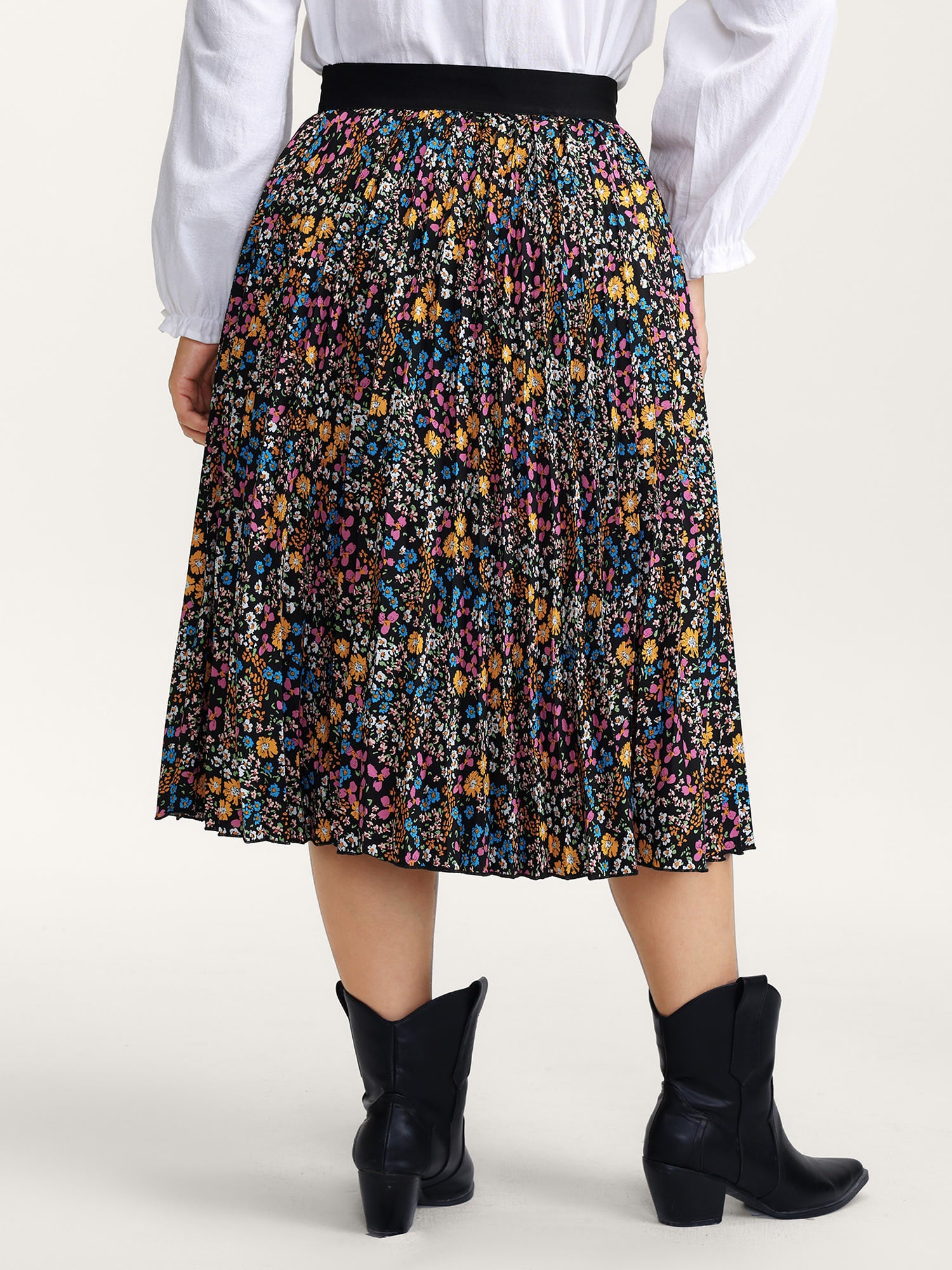 Floral Print Pleated Maxi Skirt - Image 4