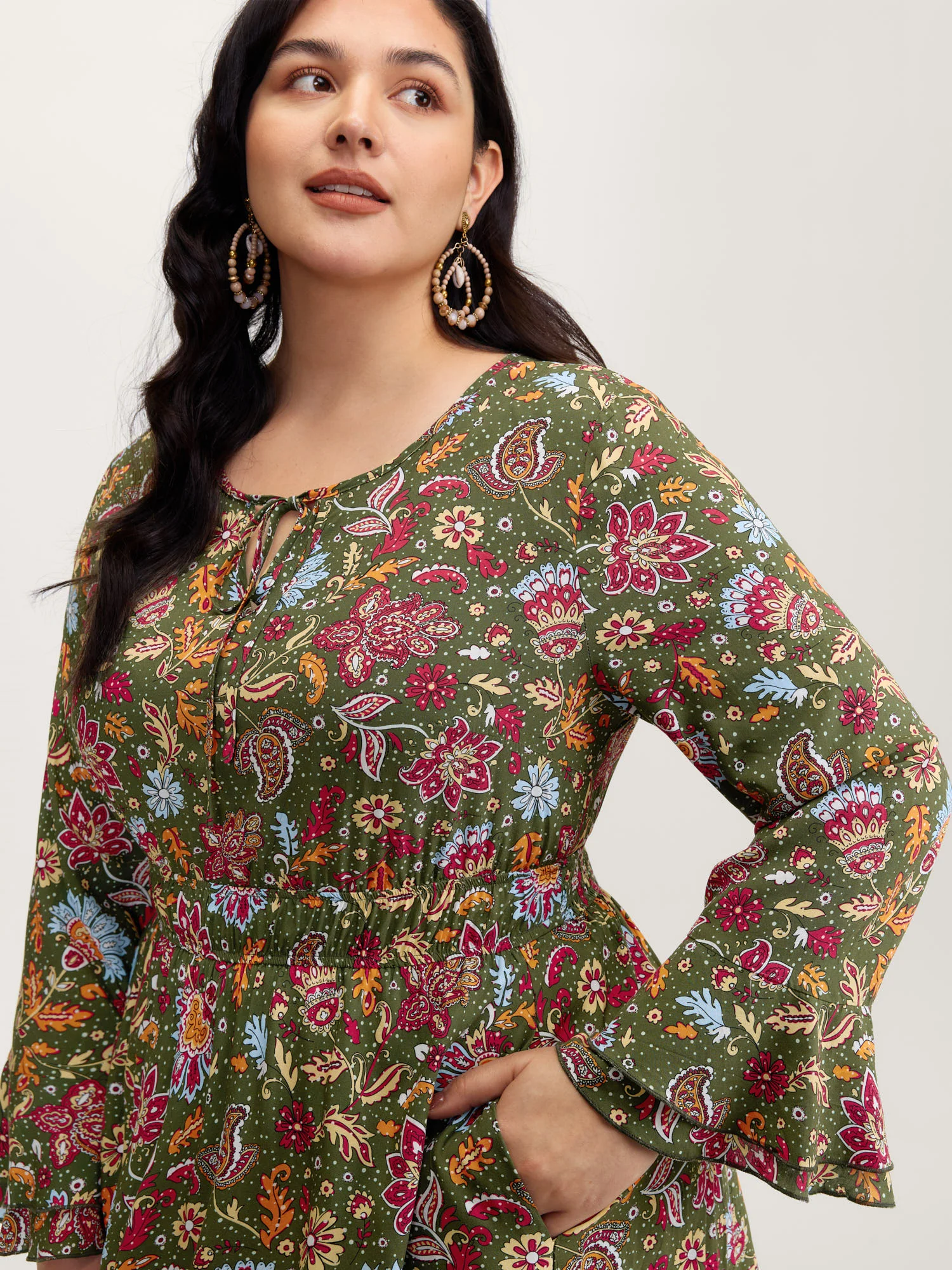 Floral Print Pleated Waist Maxi Dress - Image 2