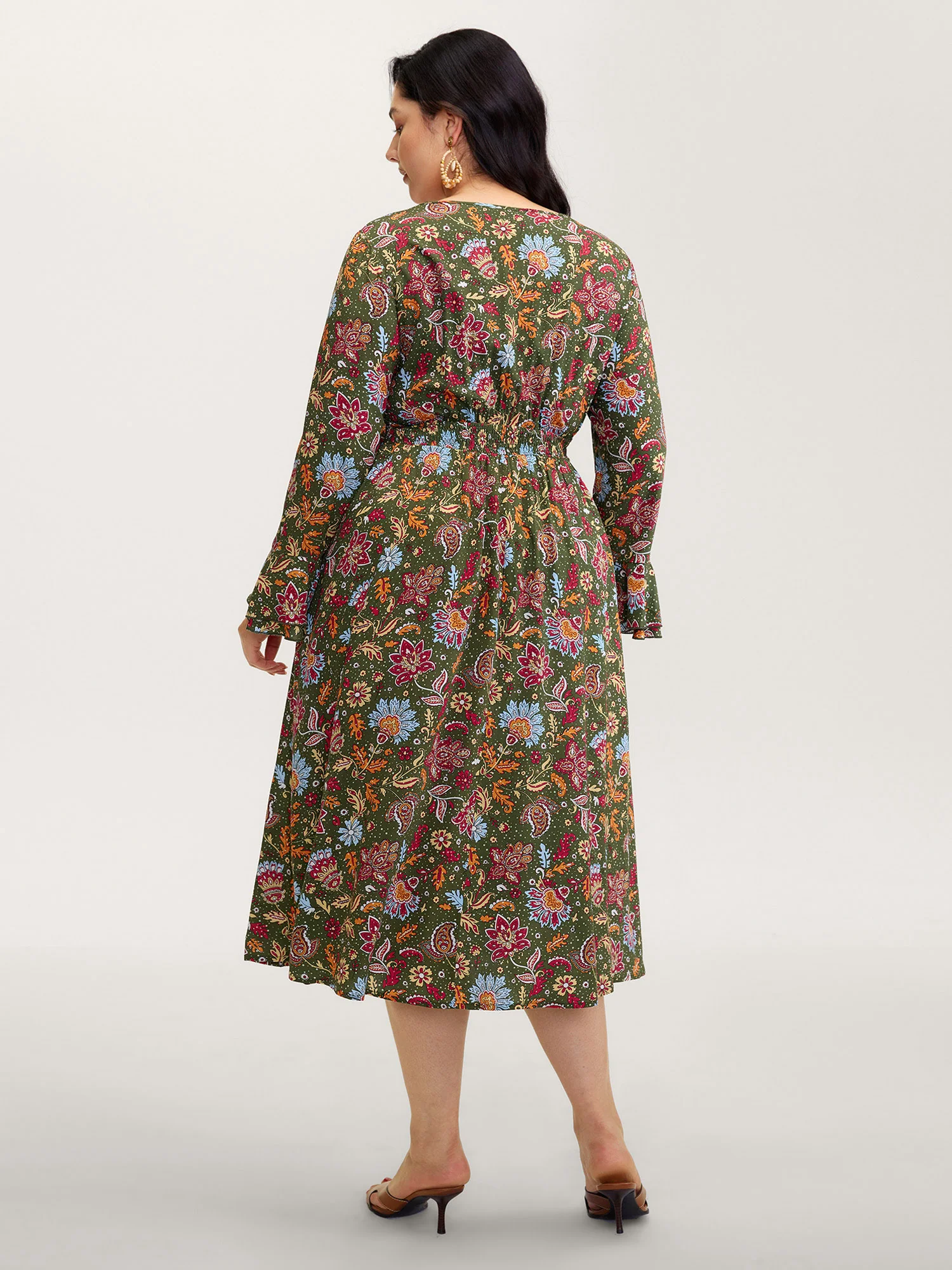 Floral Print Pleated Waist Maxi Dress - Image 4