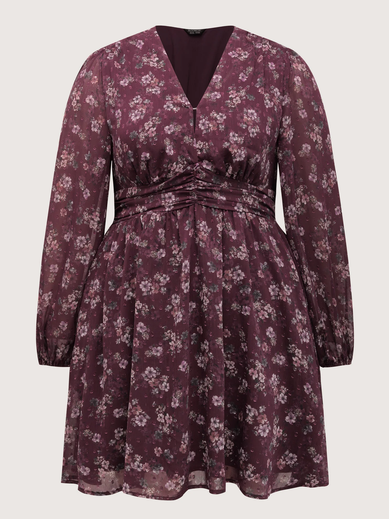 Floral Print Pleated Waist Mini Dress - Image 6