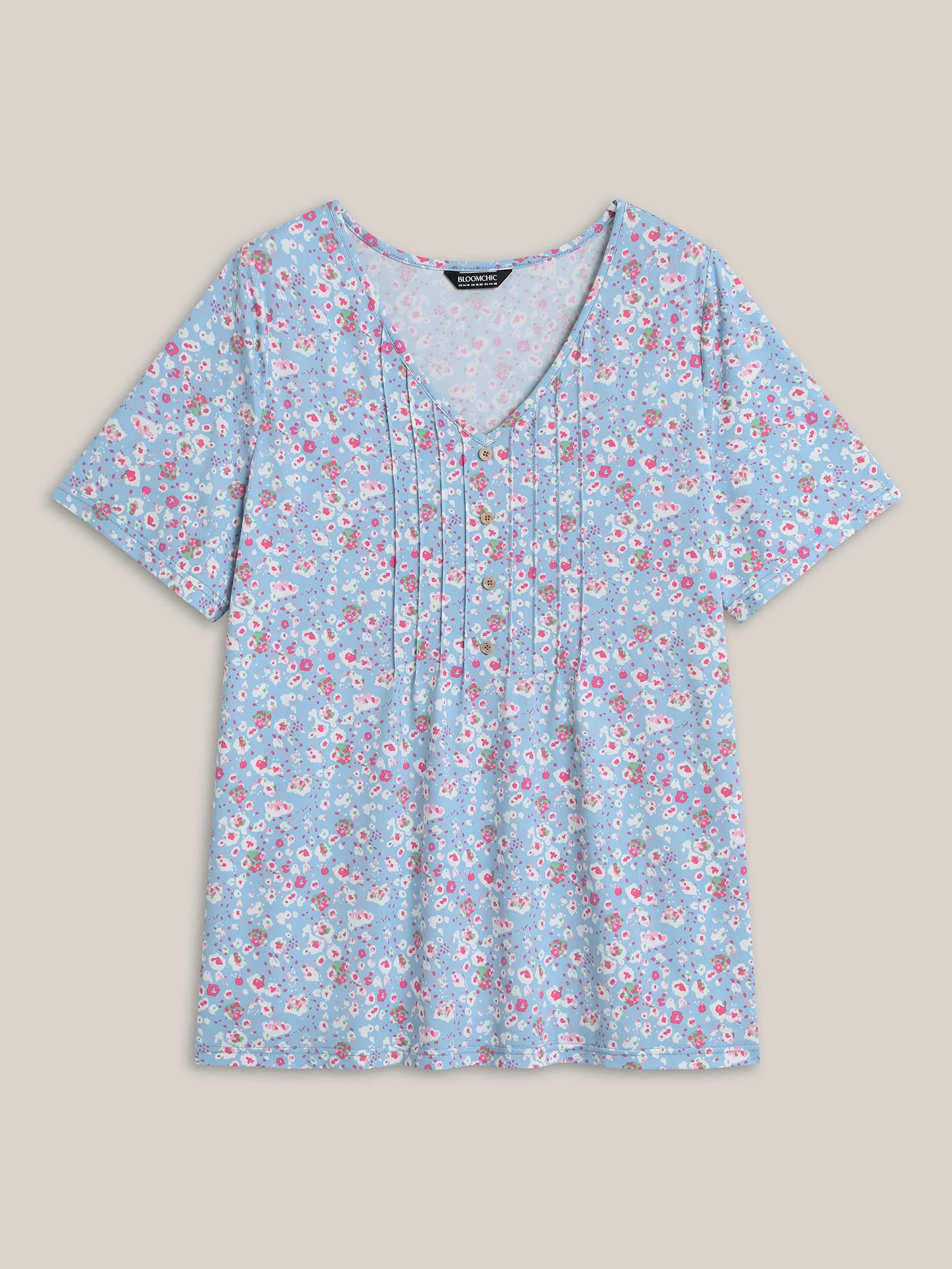Floral Print Plicated Detail T-Shirt - Image 9