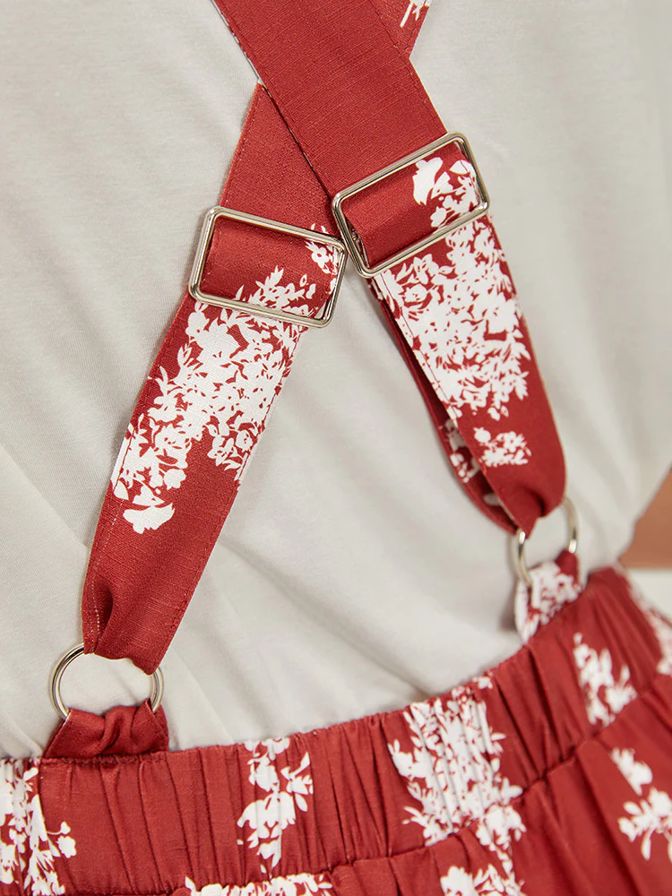 Floral Print Pocket Crossover Back Overall Jumpsuit - Image 7