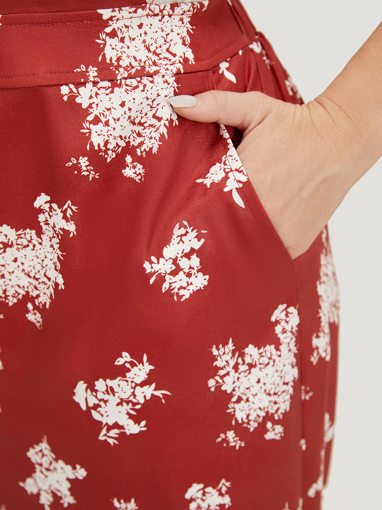 Floral Print Pocket Crossover Back Overall Jumpsuit - Image 8