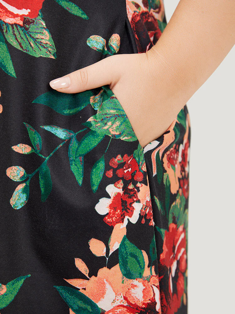 Floral Print Pocket Midi Dress - Image 10