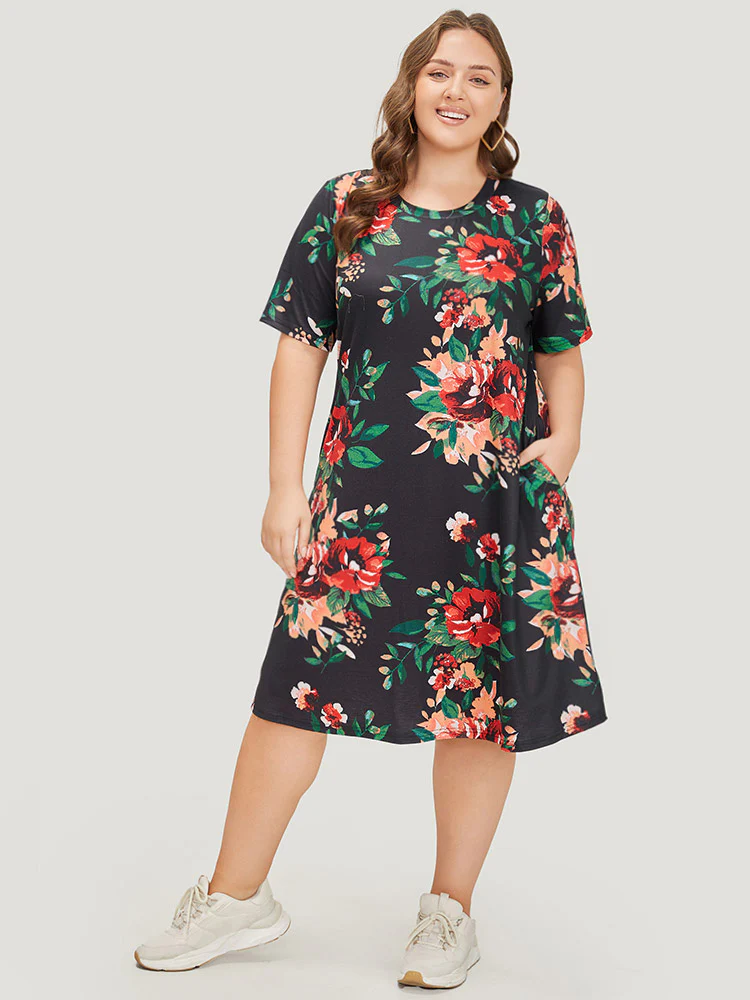 Floral Print Pocket Midi Dress - Image 3