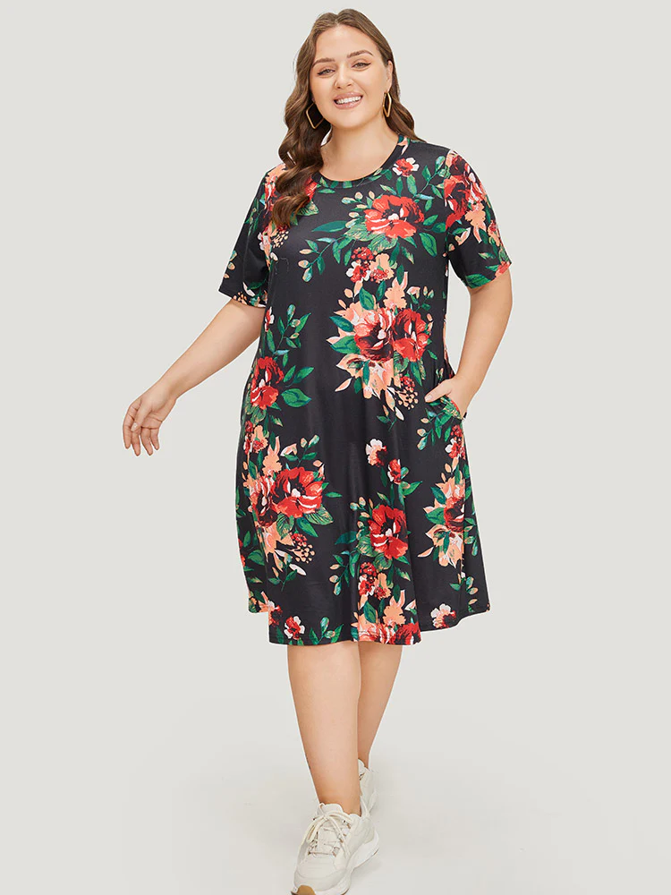 Floral Print Pocket Midi Dress - Image 4