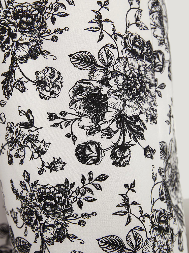 Floral Print Pocket Shirred Waist Pajama Bottoms - Image 7