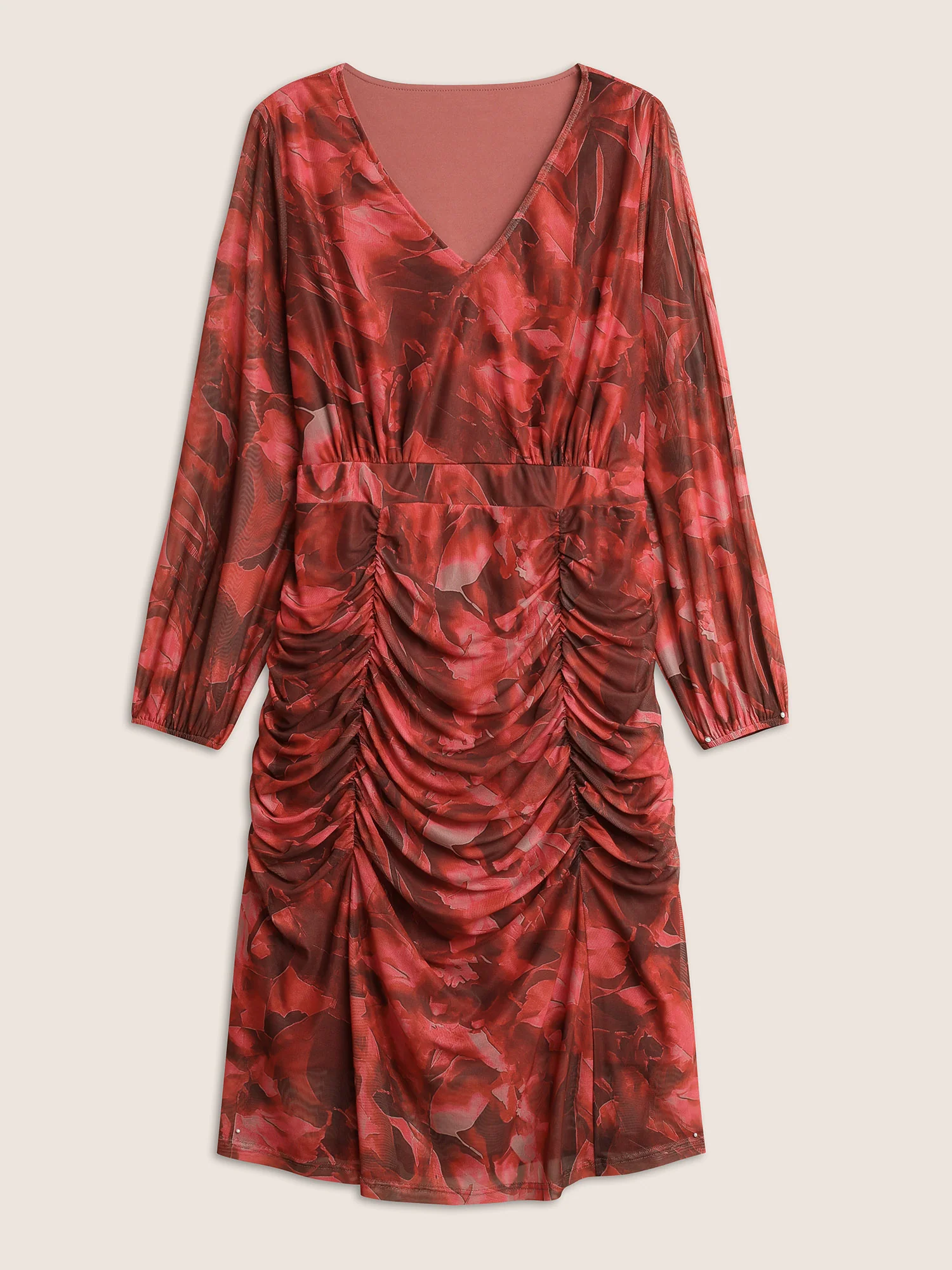 Floral Print Pocket Ruched Hem Dress - Image 7