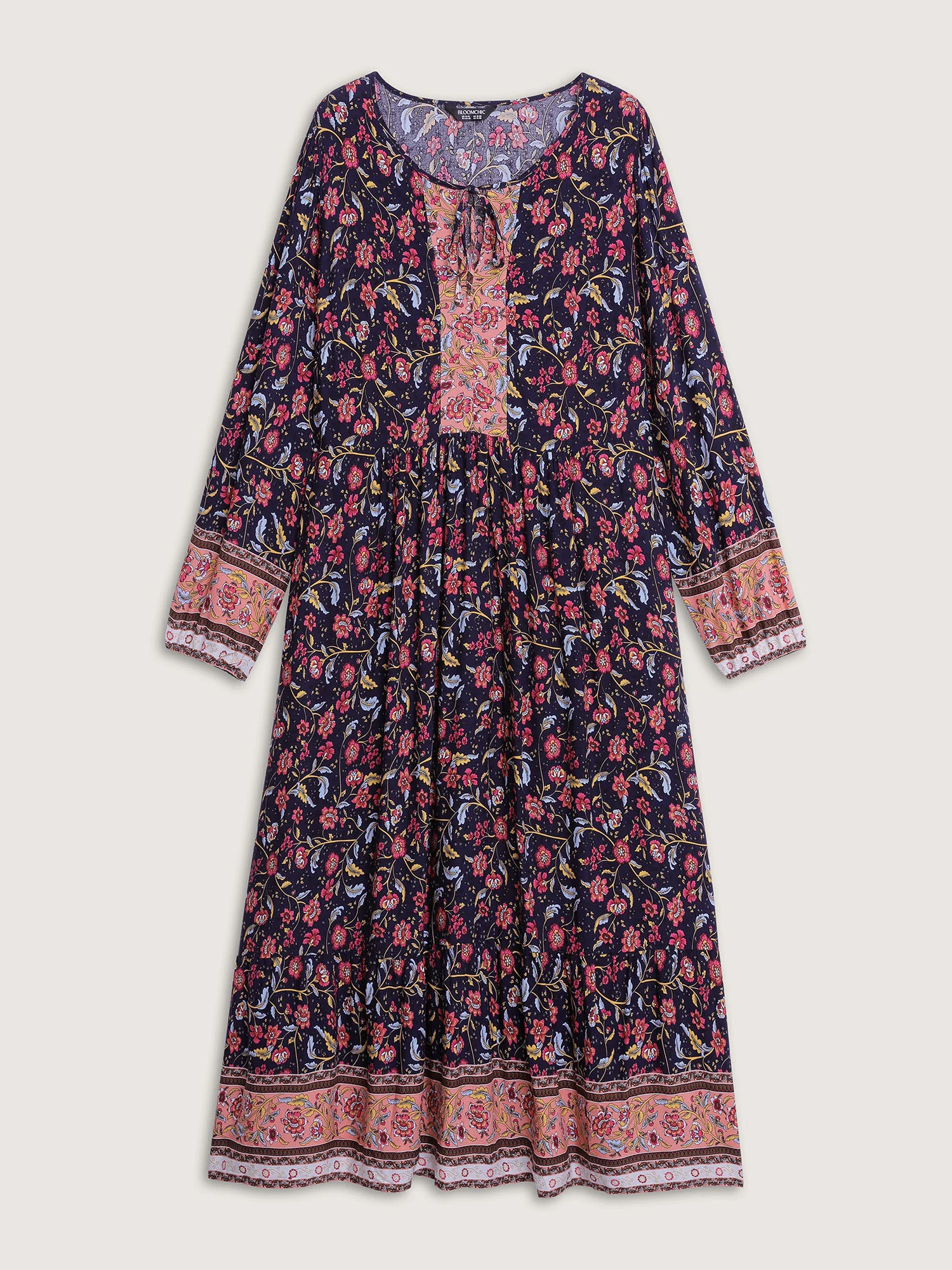 Floral Print Pockets Adjustable Neckline Maxi Dress - Image 7
