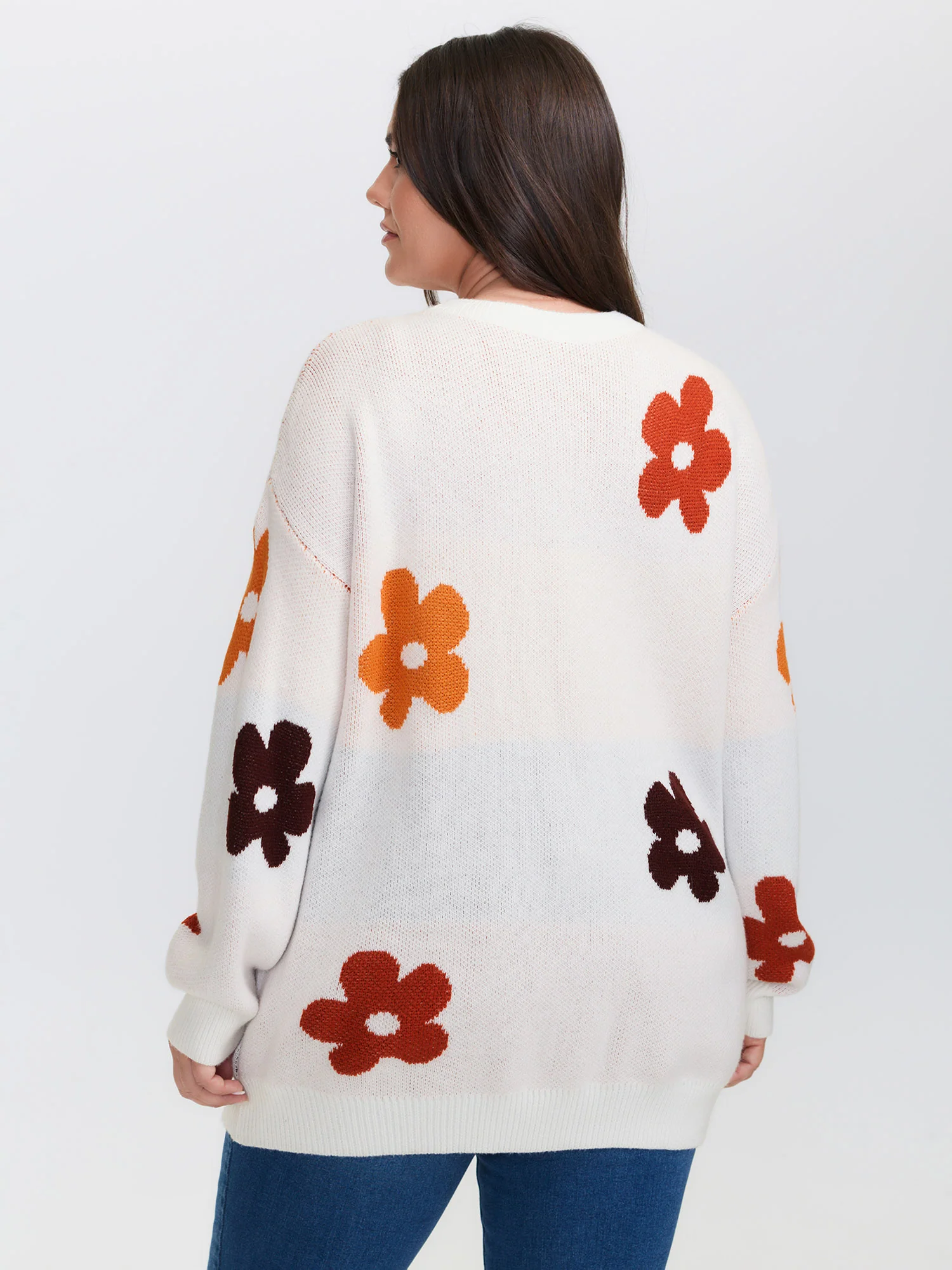 Floral Print Pockets Button-Front Knit Cardigan - Image 5