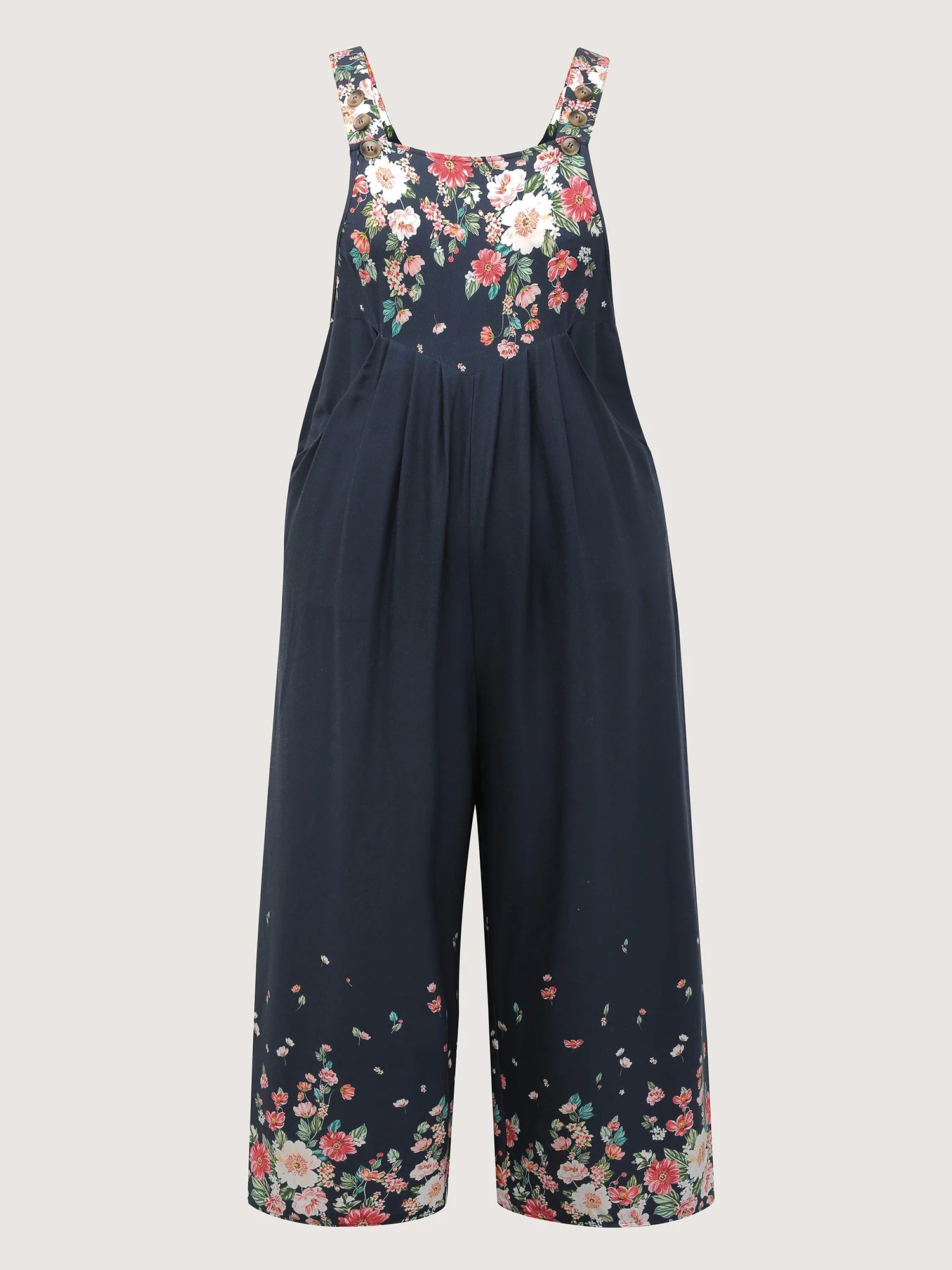 Floral Print Pockets Casual Jumpsuit - Image 7