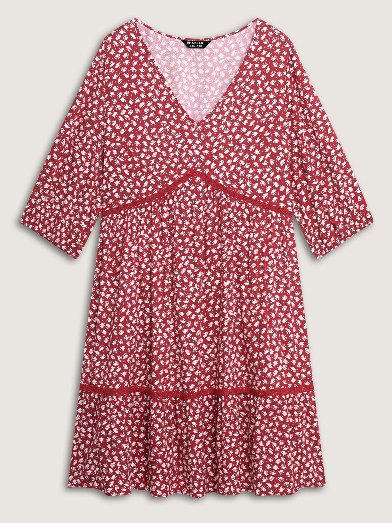 Floral Print Pockets Contrast Knee-Length Dress - Image 7