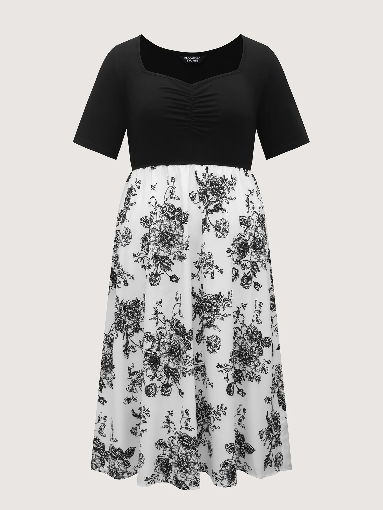 Floral Print Pockets Contrast Midi Dress - Image 7