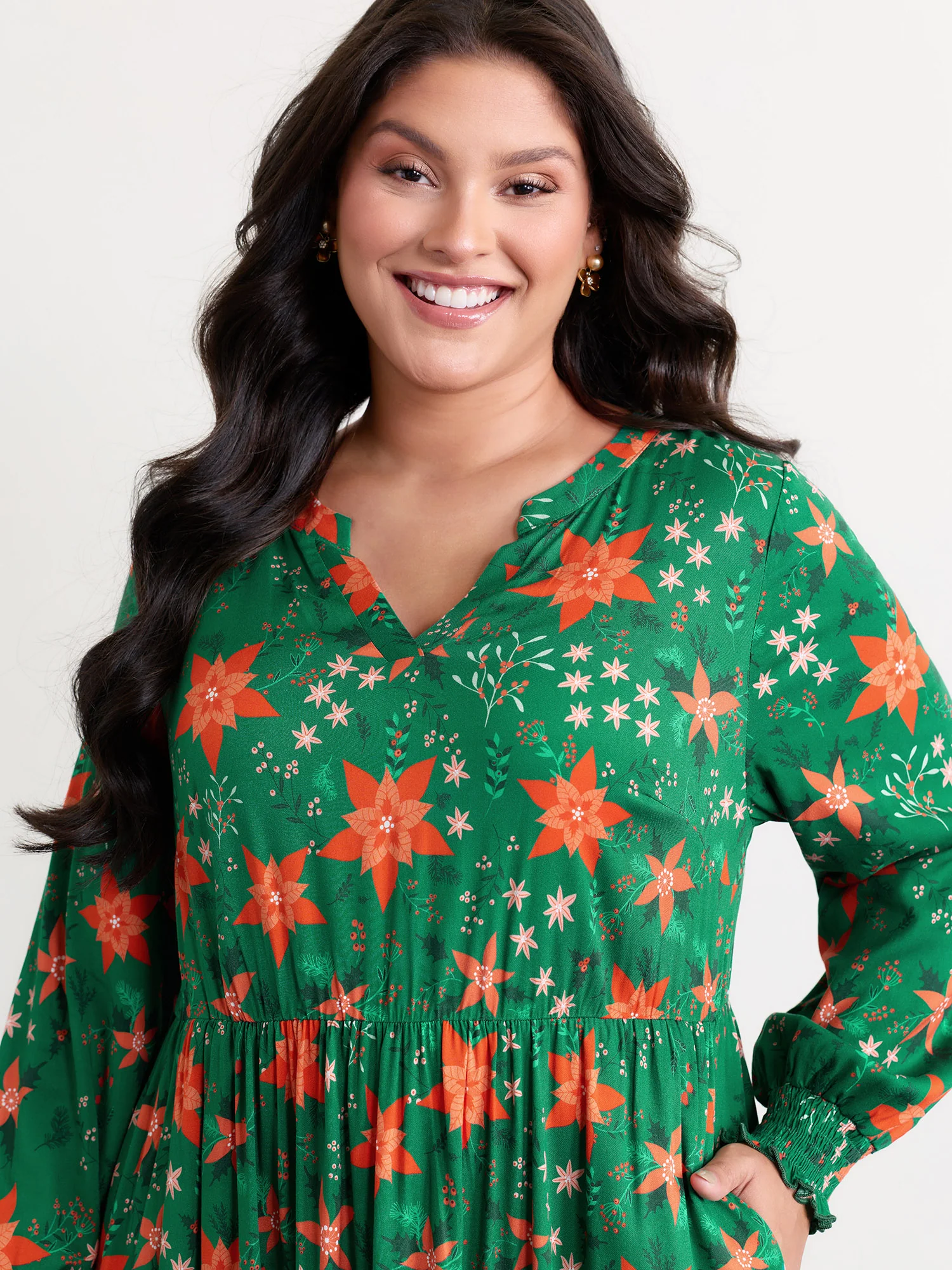 Floral Print Pockets Flowy Maxi Dress - Image 2