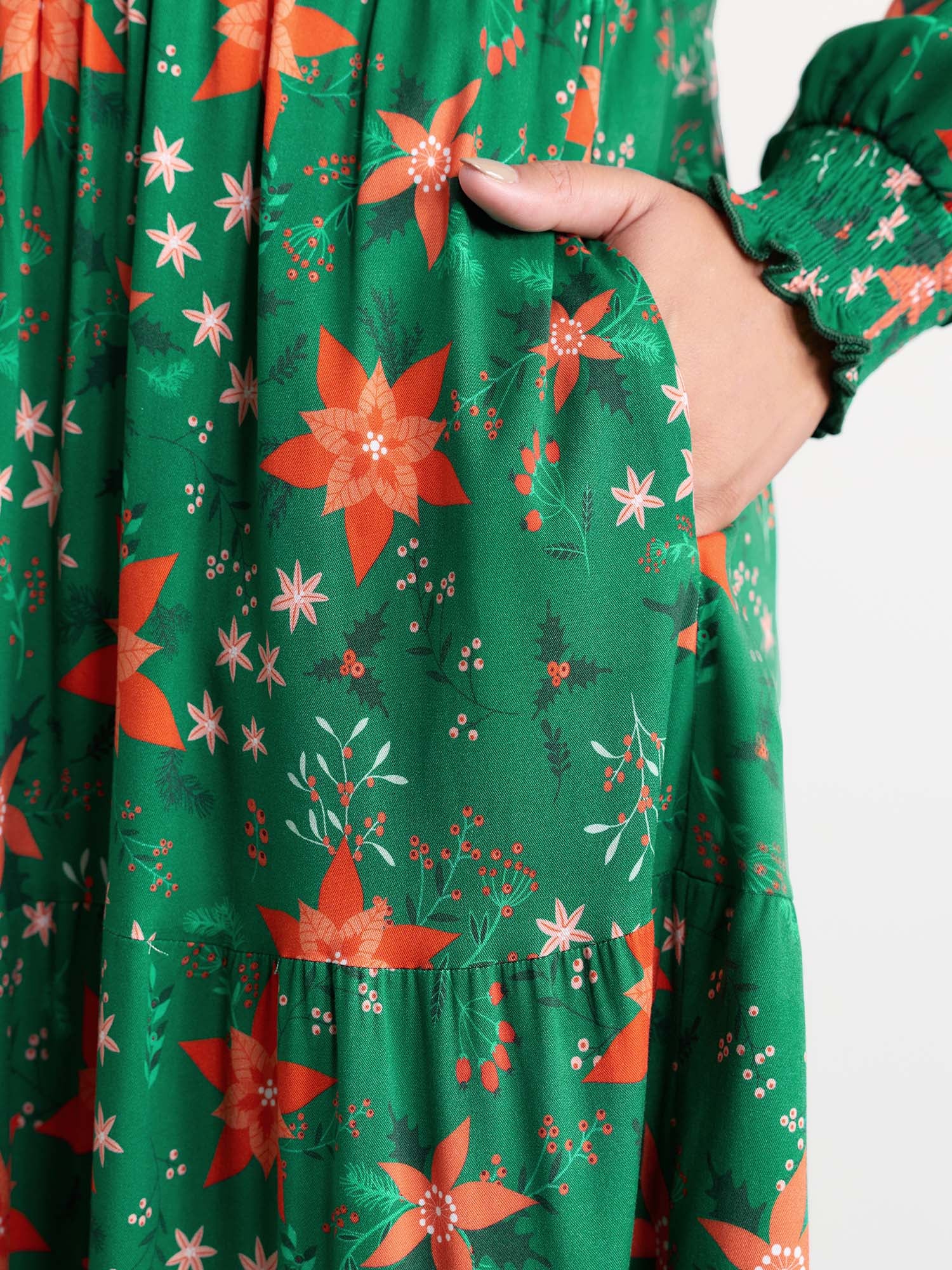 Floral Print Pockets Flowy Maxi Dress - Image 4
